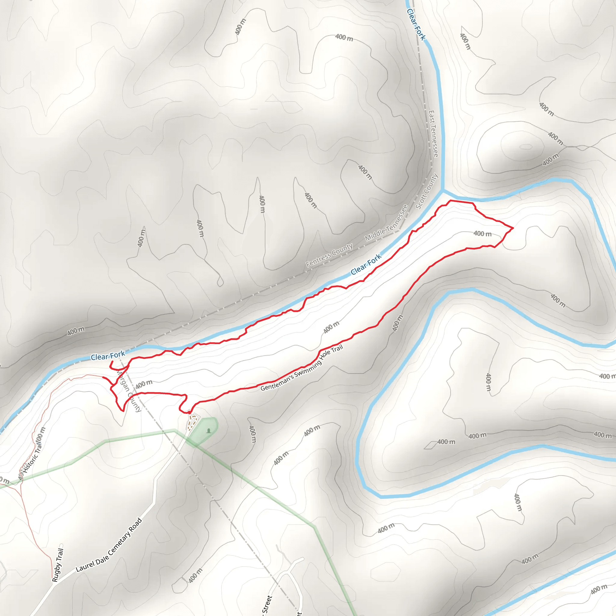 Gentleman's Swimming Hole Loop Trail mobile static map