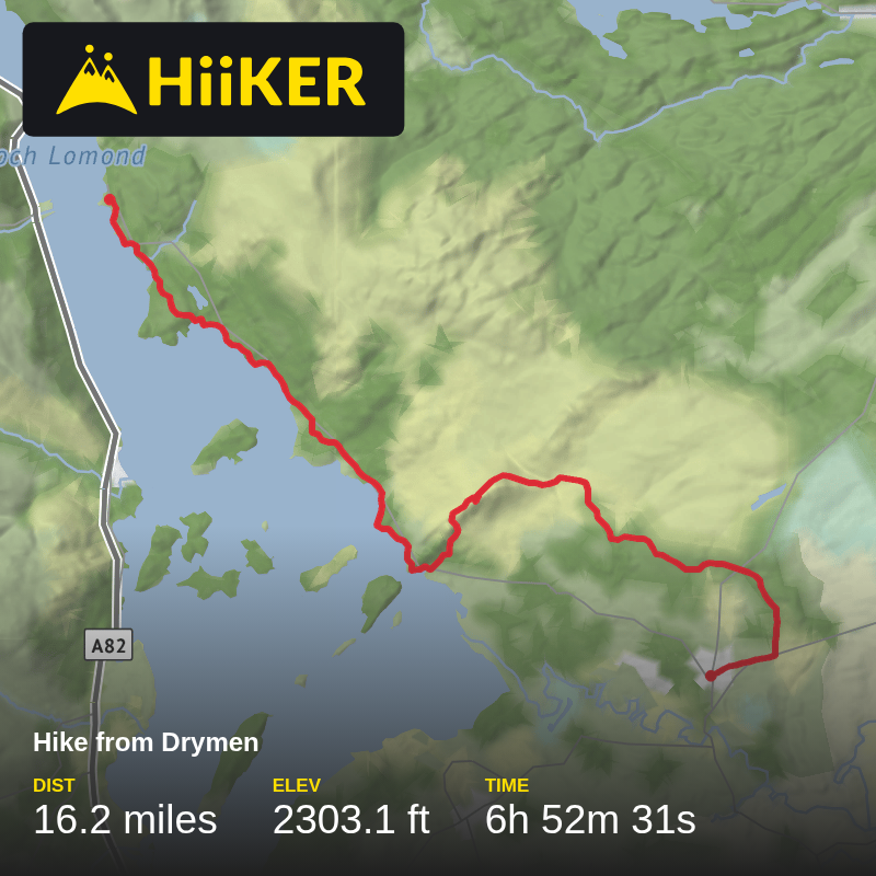 A map preview of the recording Hike from Drymen.