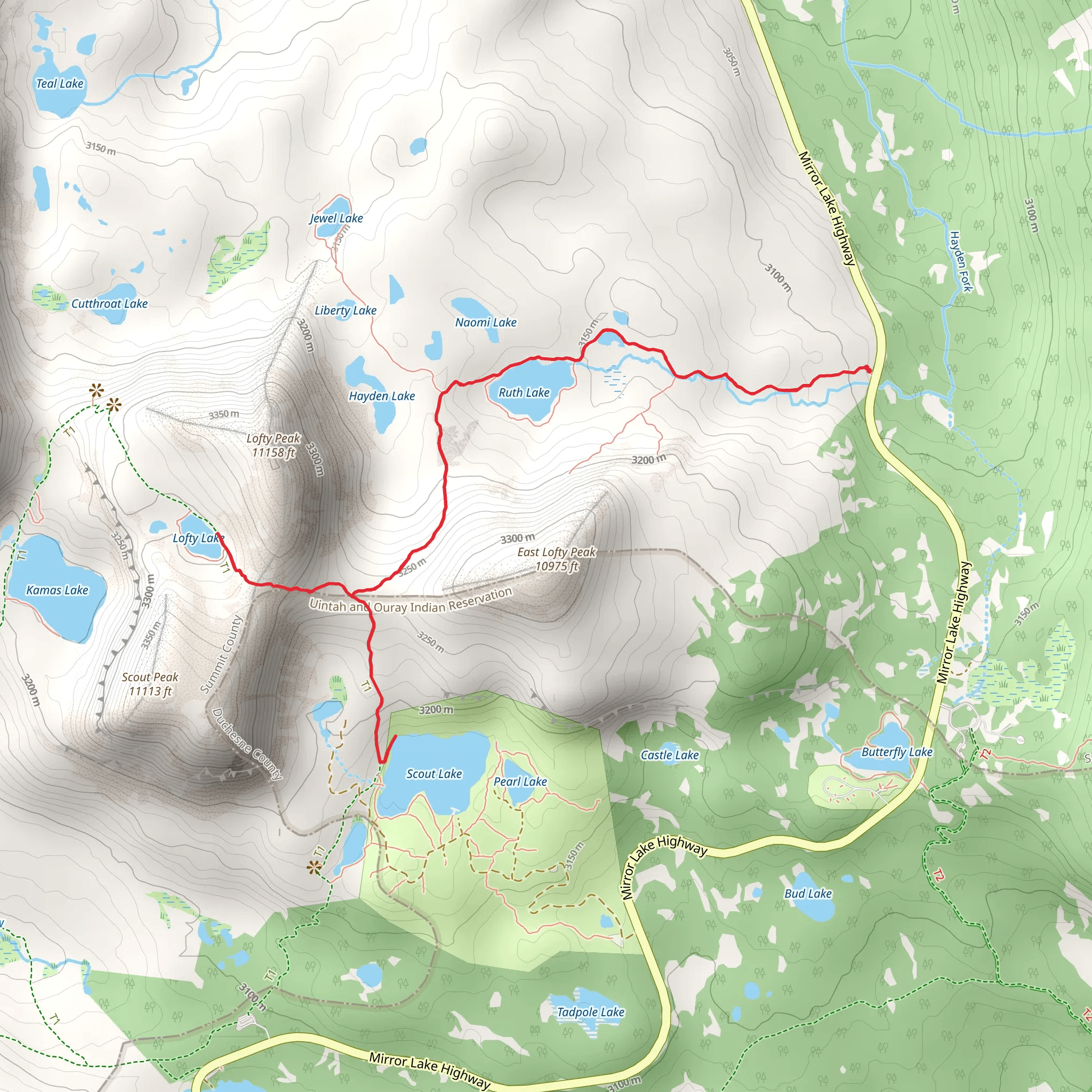 Ruth Lake Trail and Lofty Lake Trail mobile static map