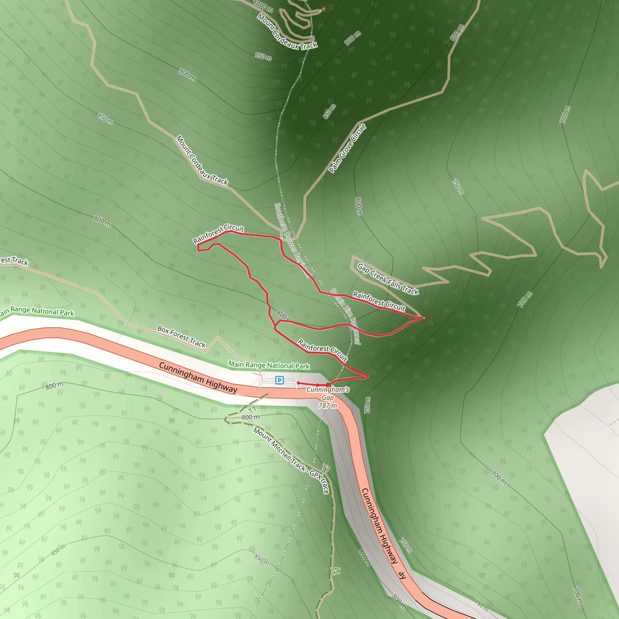Rainforest Circuit Track - Fassifern Lookout mobile static map