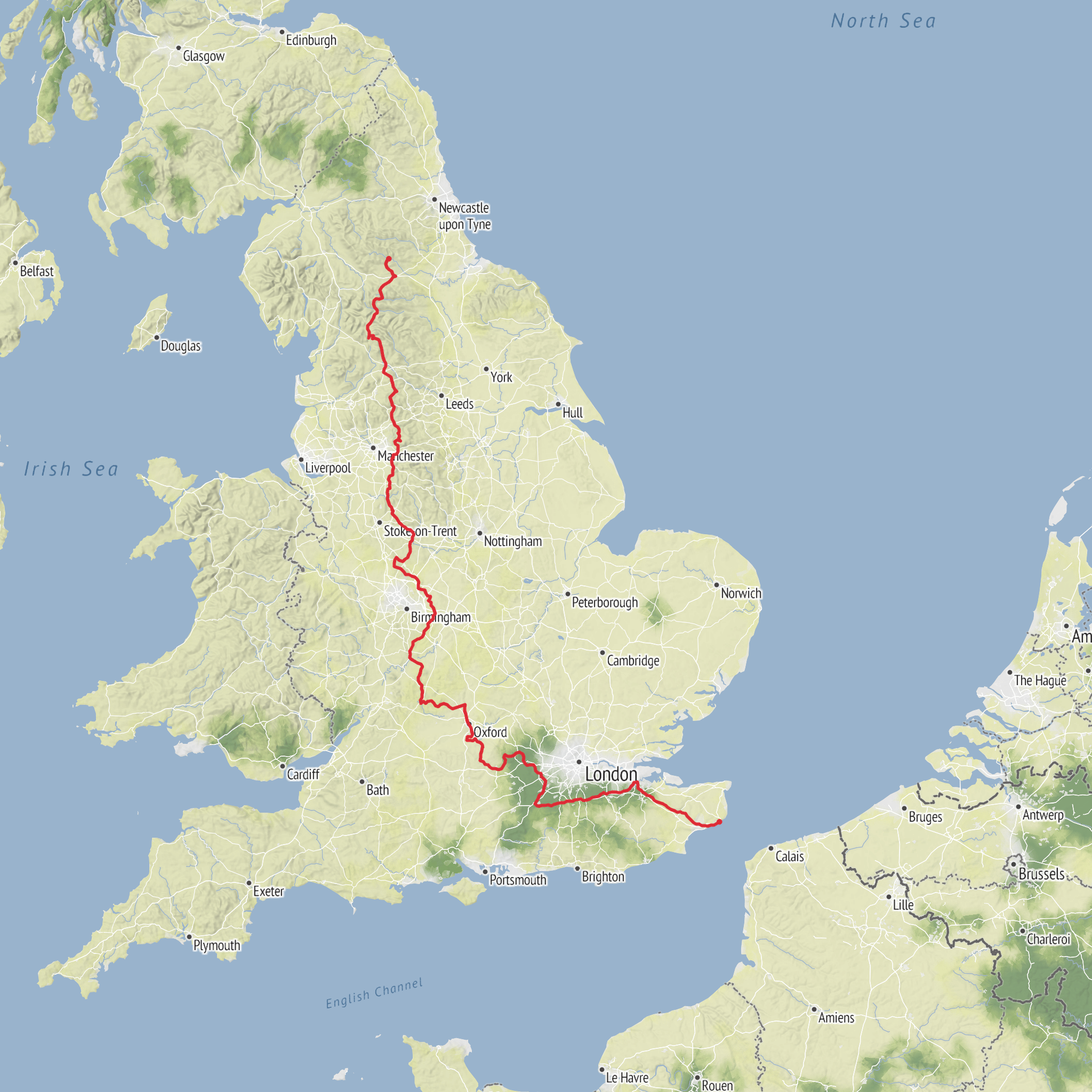 E2 UK - Middleton in Teesdale to Dover Walk mobile static map