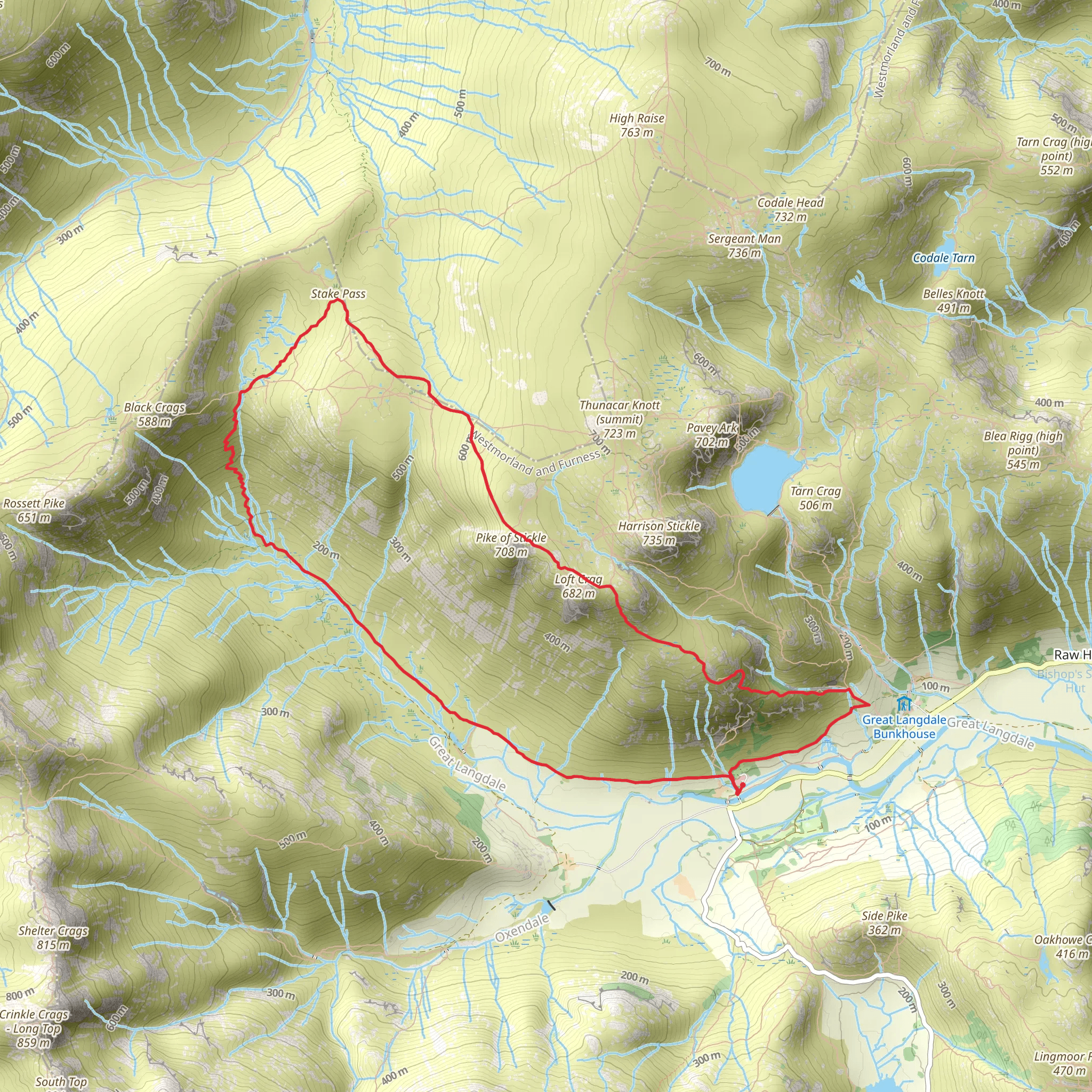 Stake Pass and Left Crag Loop mobile static map