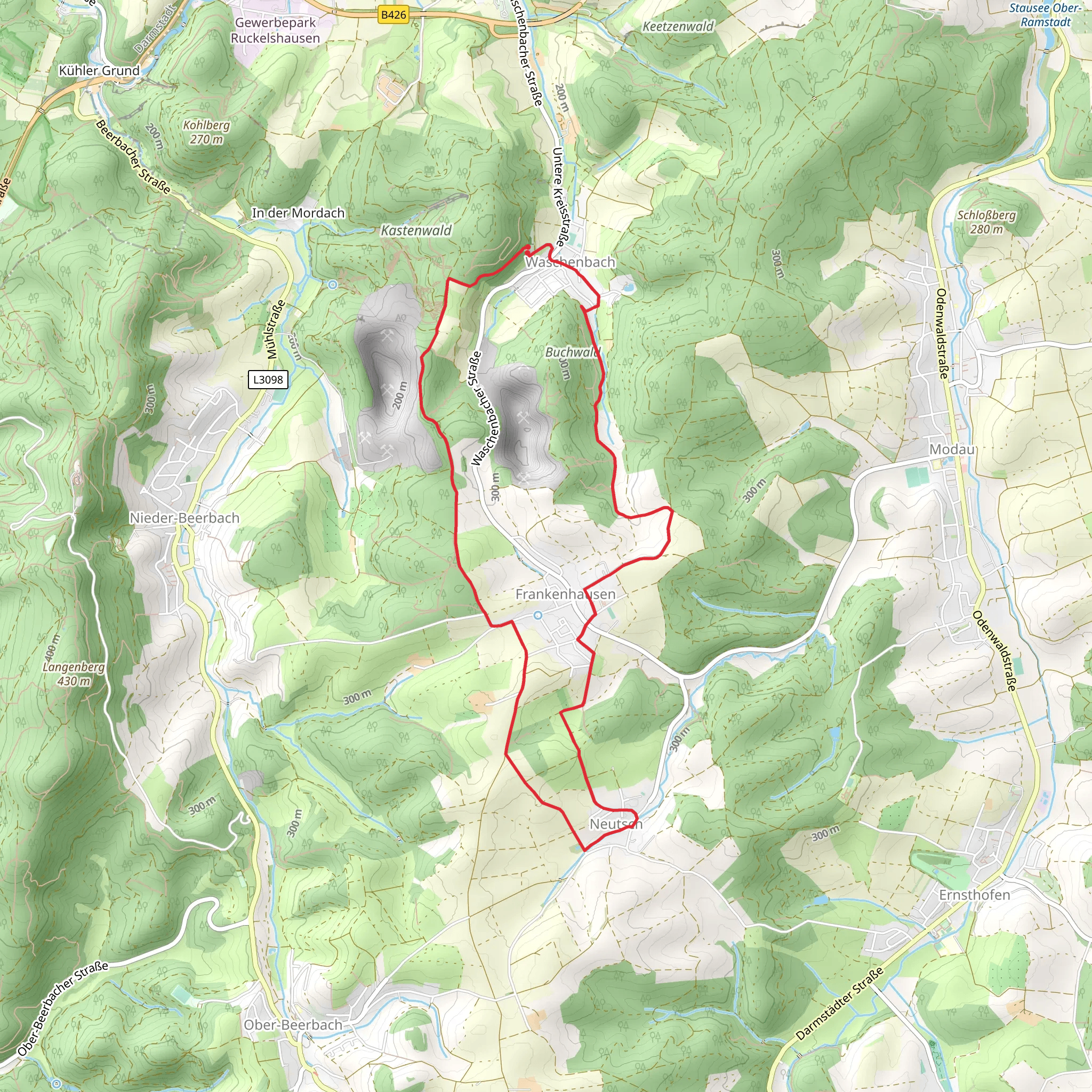 Verbindungsweg and Ortsrundwanderweg Waschenbach mobile static map