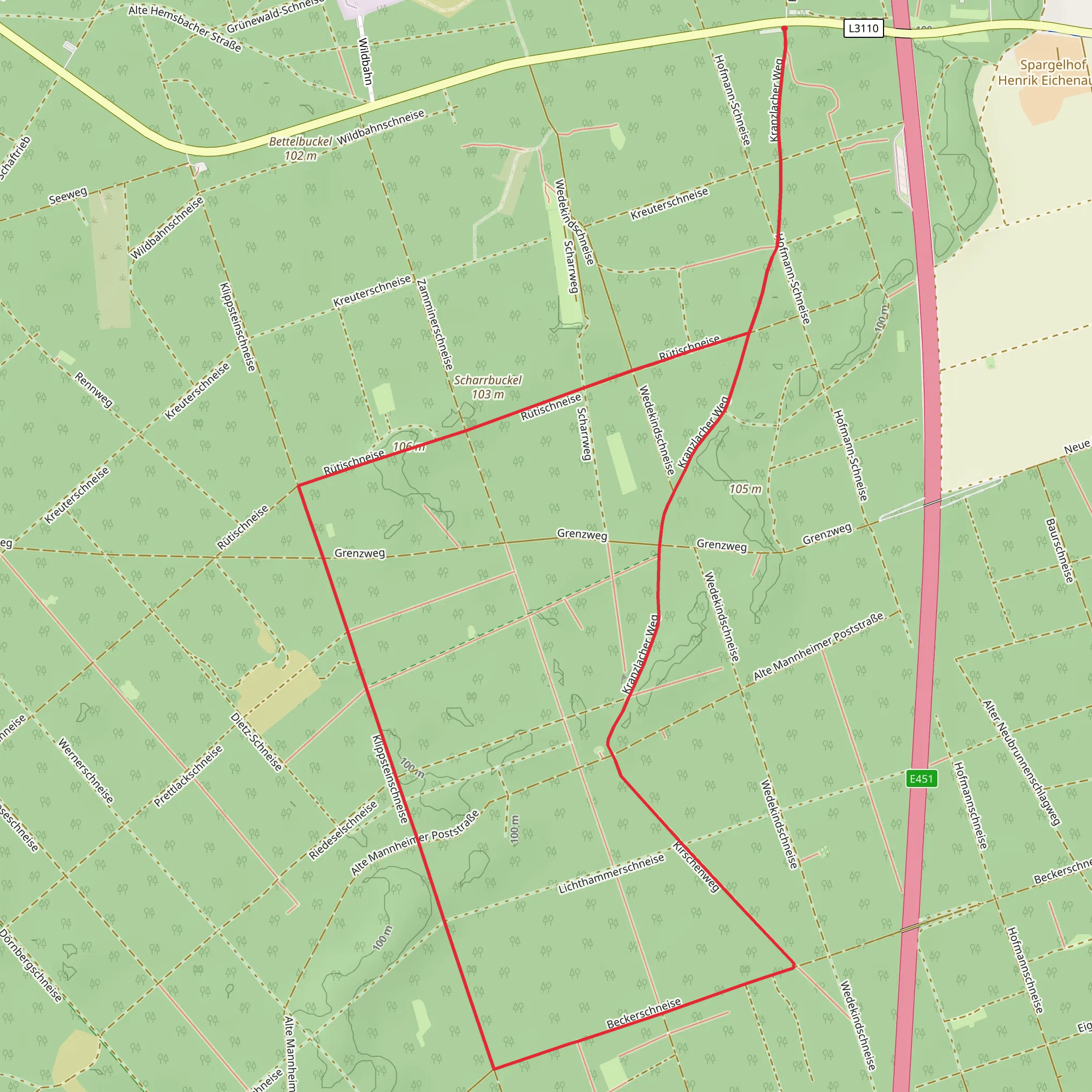 Ruetischneise and Beckerschneise mobile static map