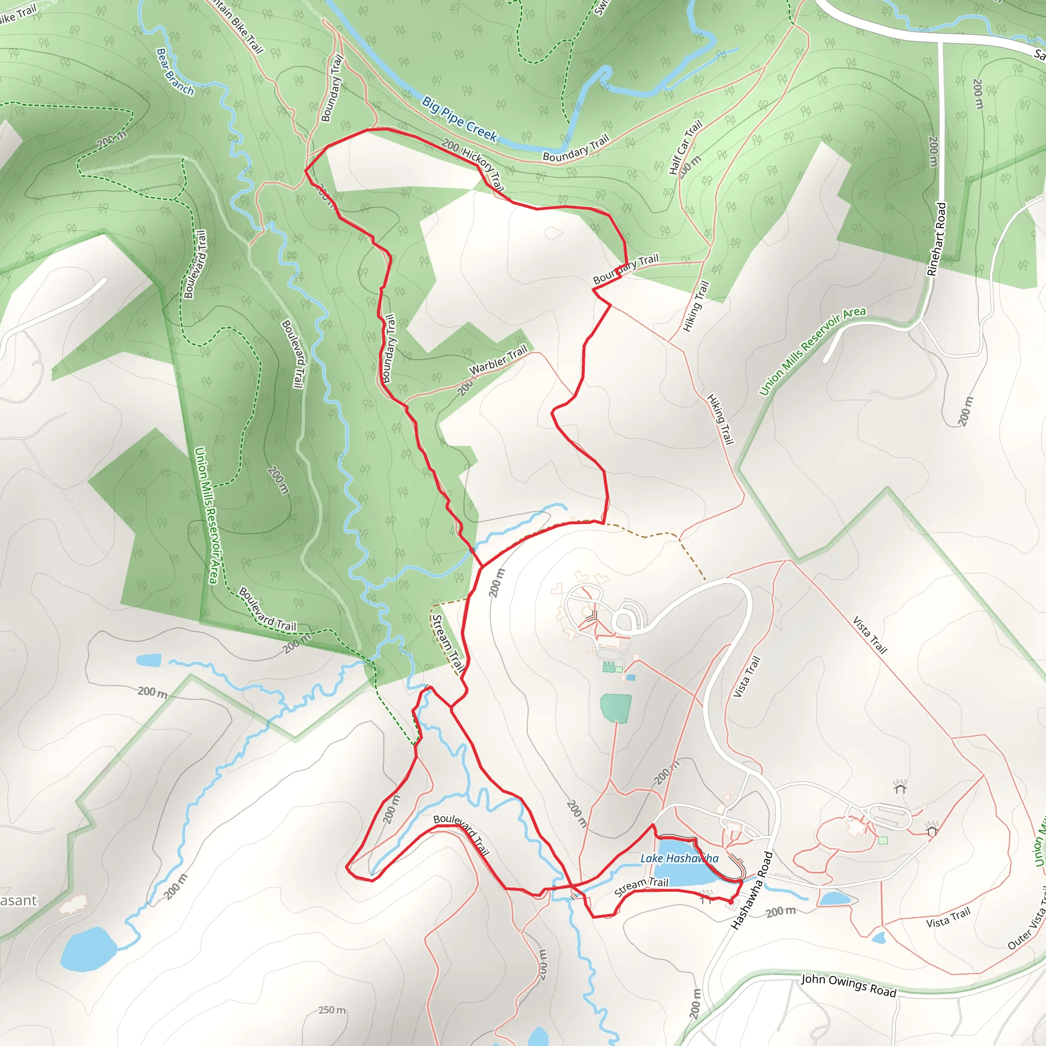 Lake Hashawha Loop via Hickory and Stram Trail mobile static map