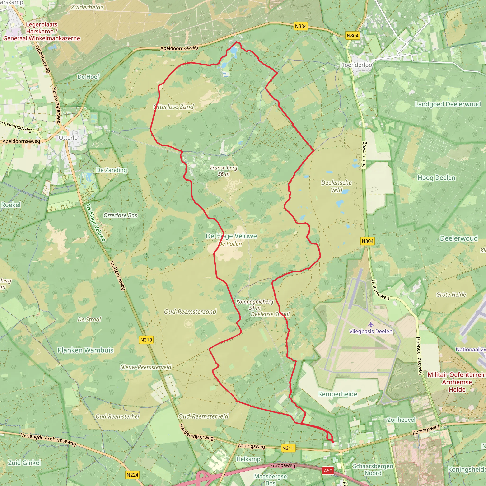 De Pollen, Otterlose Zand and Deelense Veld Loop mobile static map