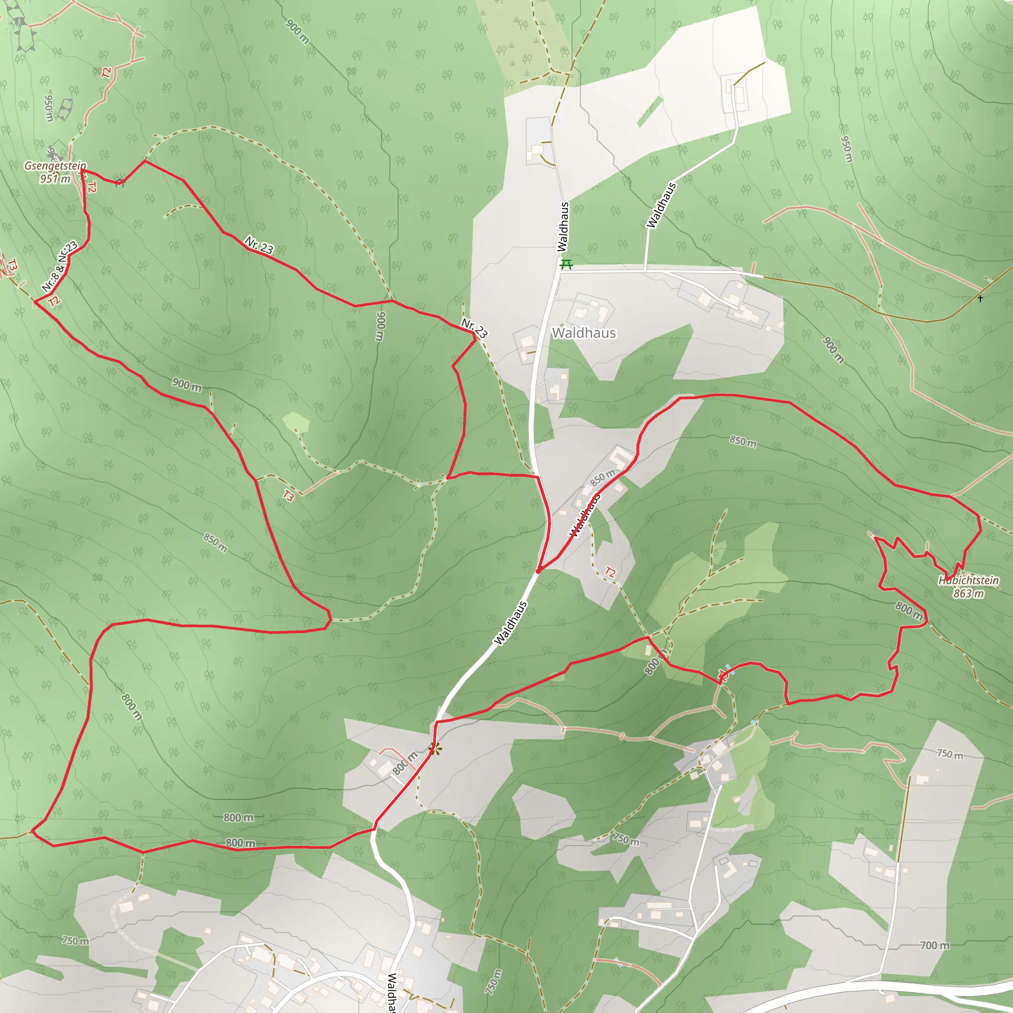 Gsengetstein and Habichtstein Loop - Waldhaus mobile static map