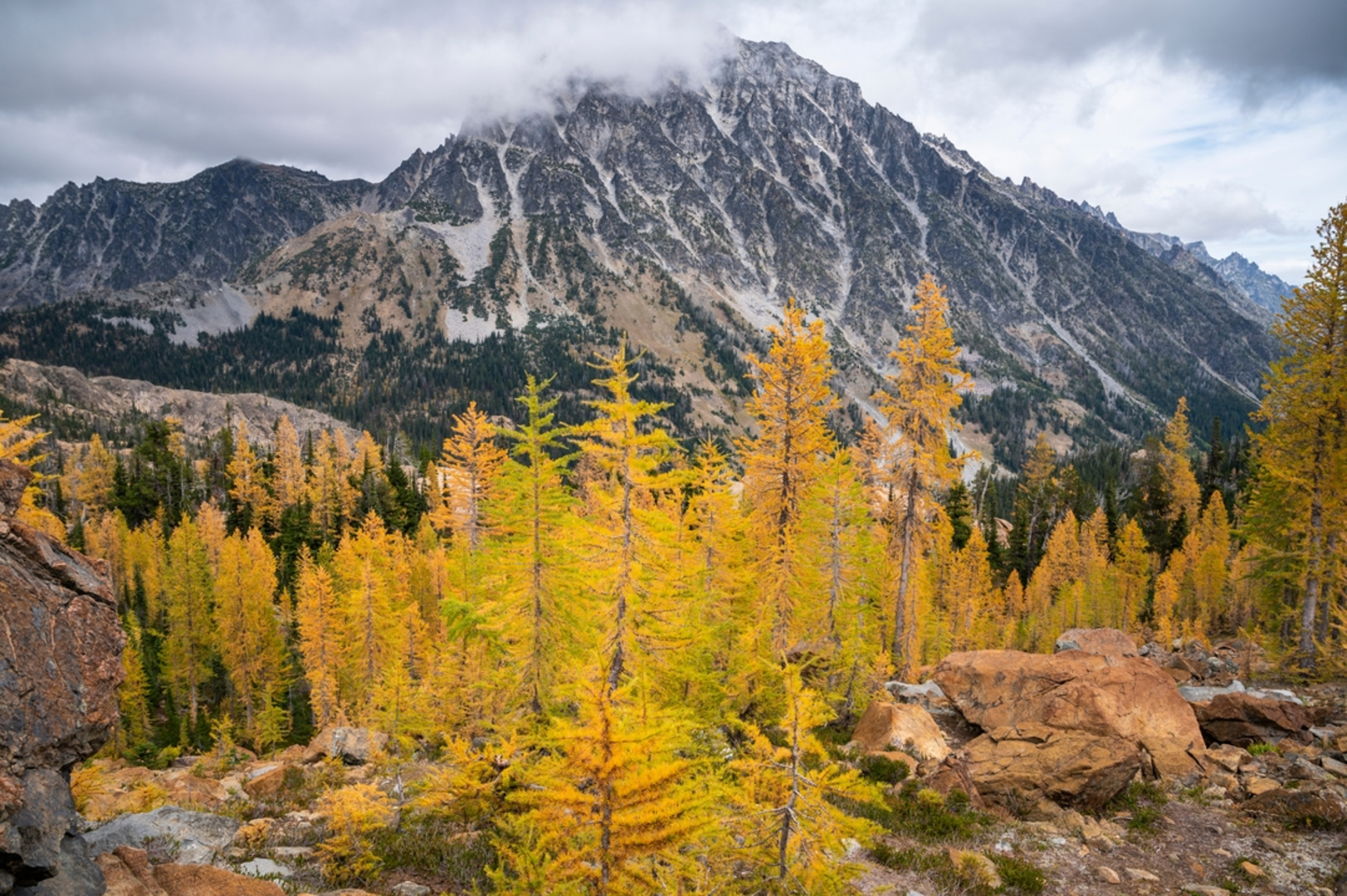 An image depicting the trail Ingalls Way Trail to Lake Ingalls and its surrounding area.