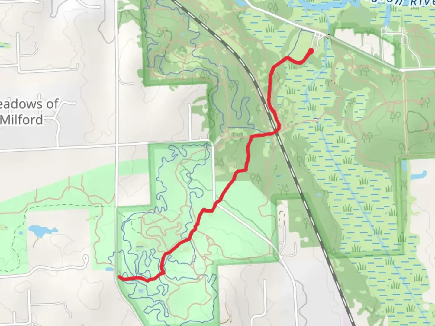 An image depicting the trail Chief Pontiac Hiking Trail from Garden Road and its surrounding area.