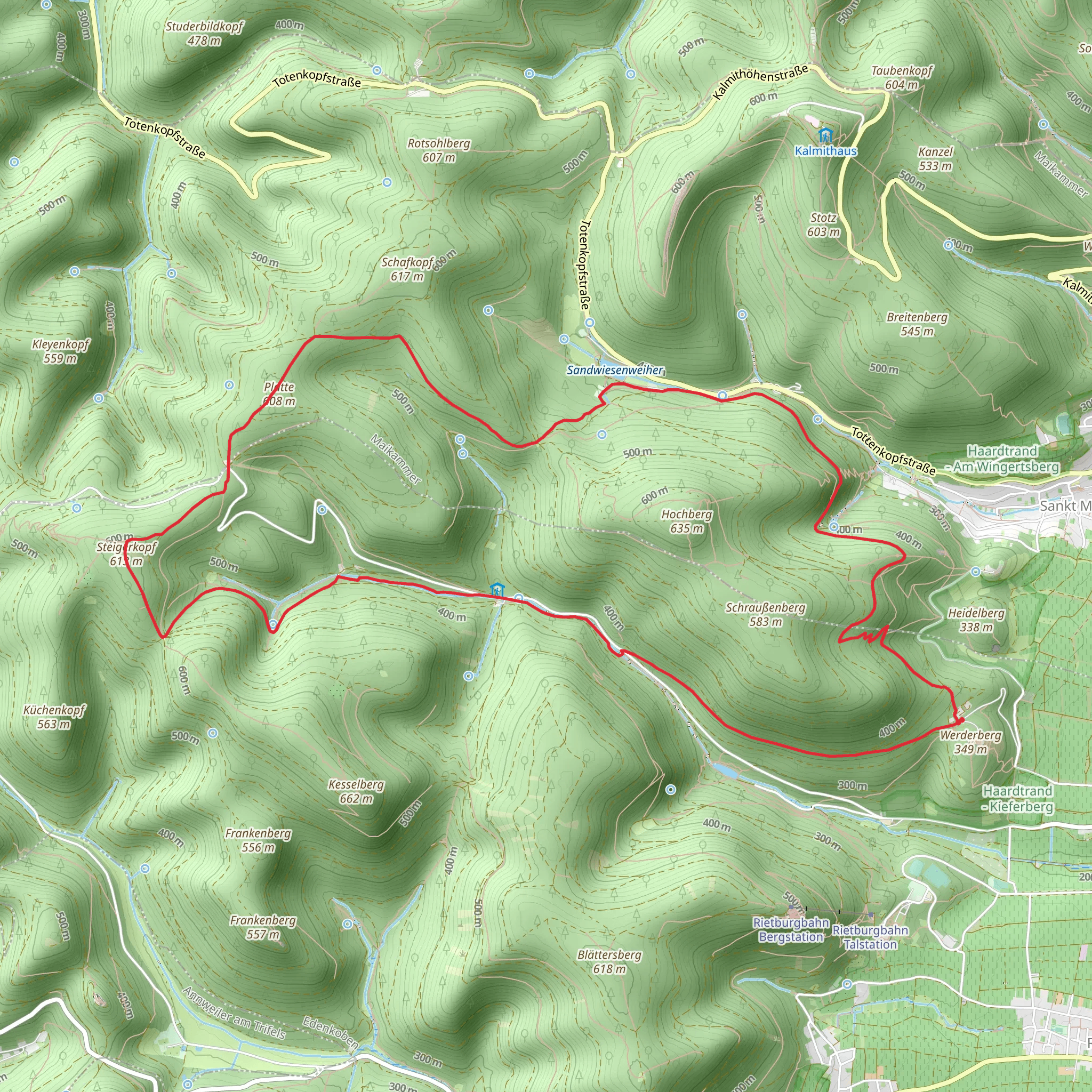 Platte and Schänzelturm via Saar Pfalz Weg mobile static map