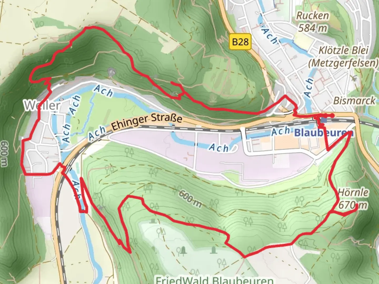 An image depicting the trail Hoernle via Eiszeitjaegerpfad and its surrounding area.