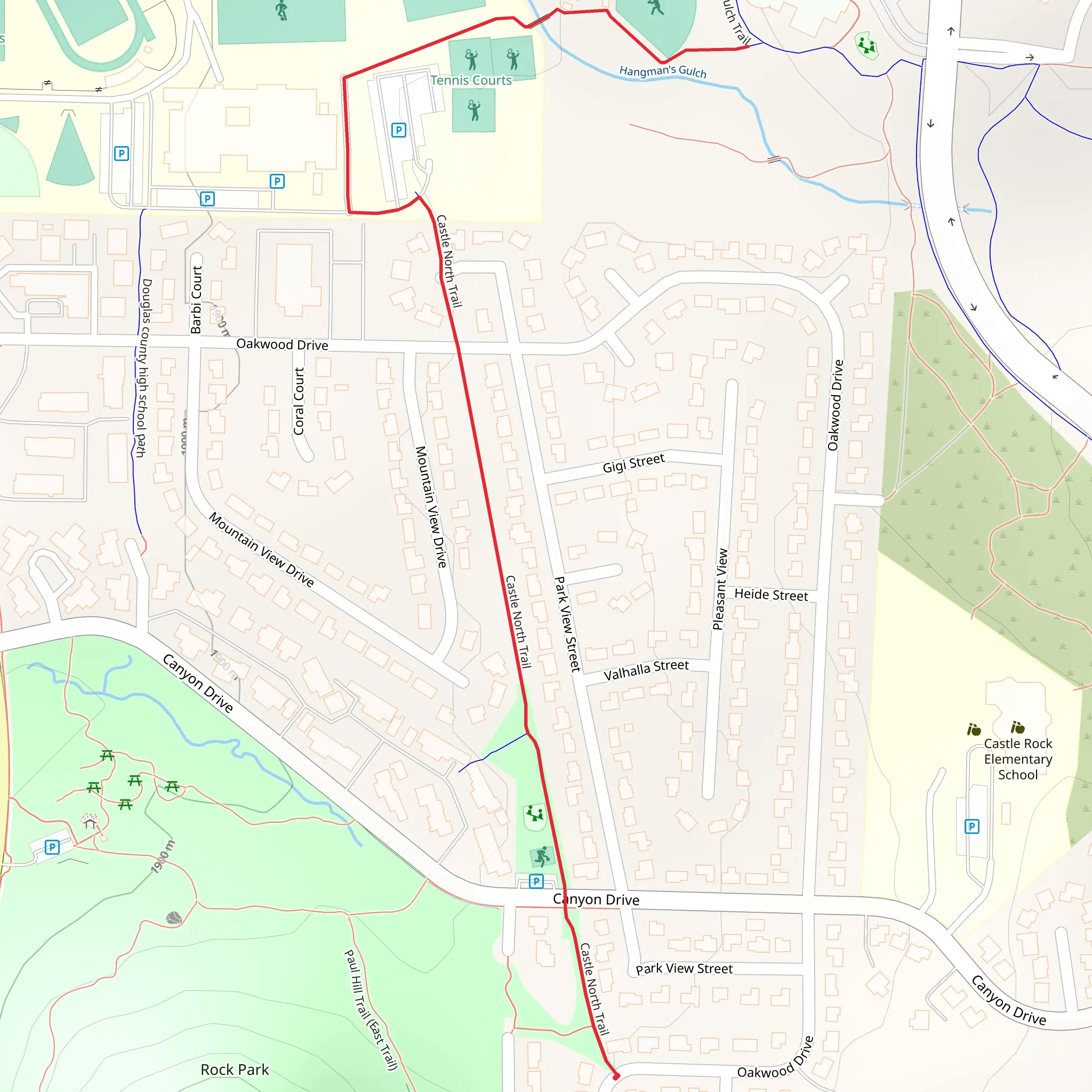Castle North Trail and Hangman's Gulch mobile static map