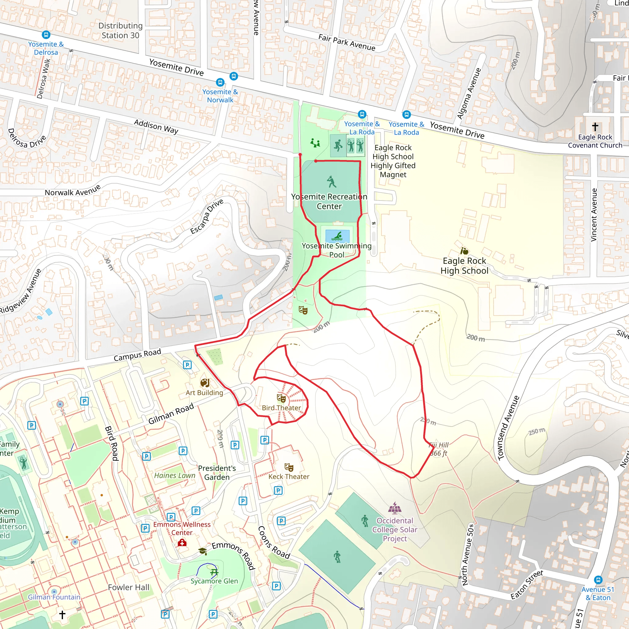 Yosemite Recreation Center and Mount Fiji Loop mobile static map