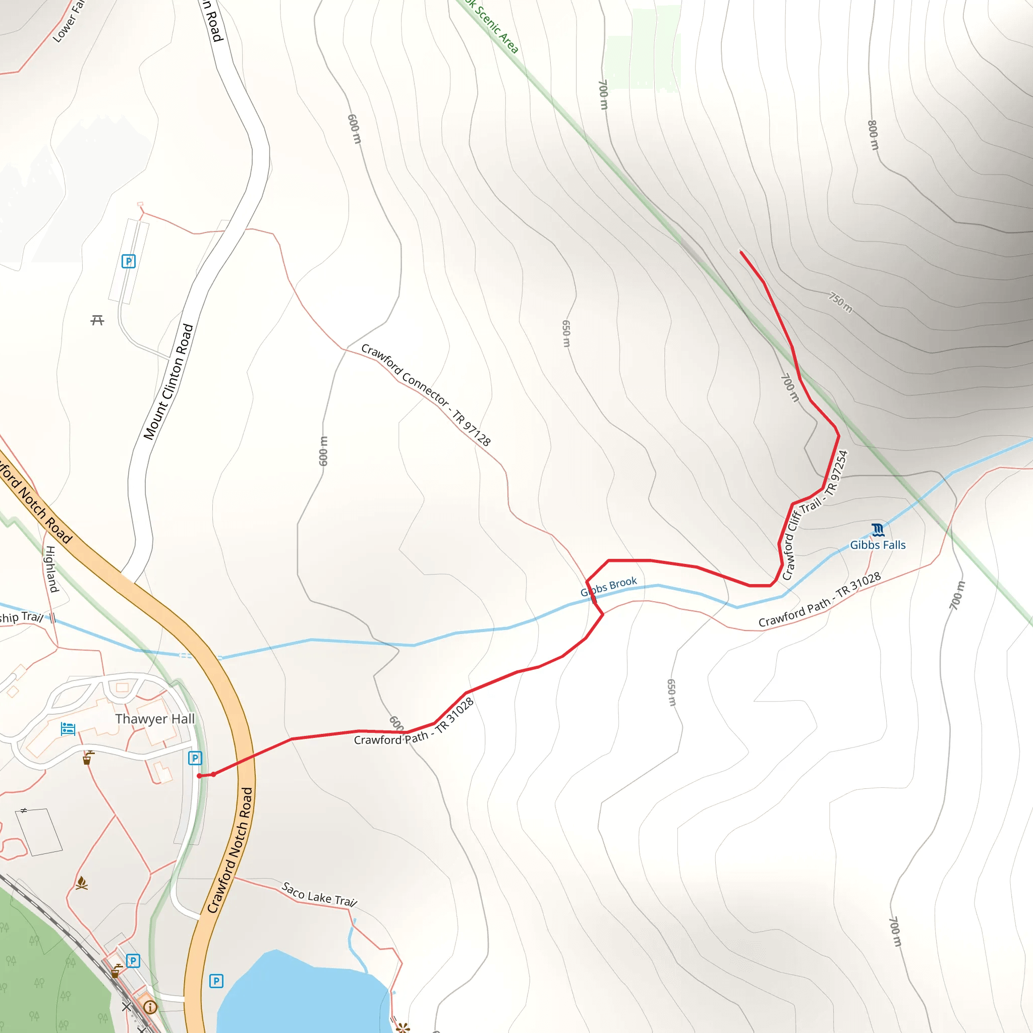 Crawford Cliff via Crawford Path Trail mobile static map
