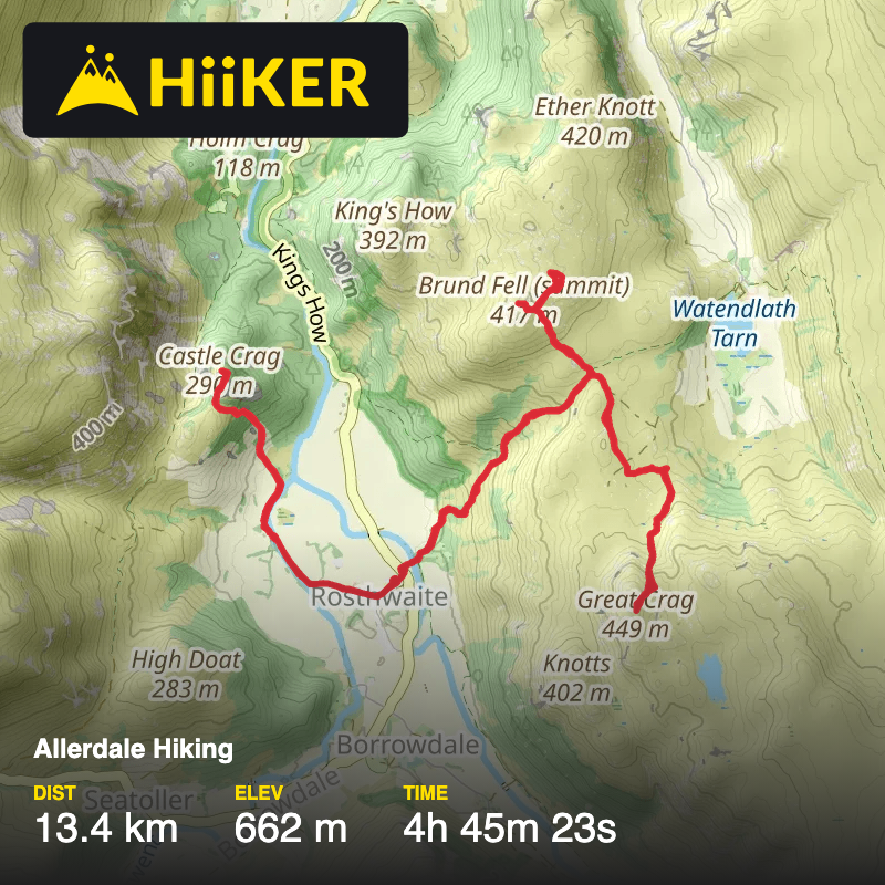 A map preview of the recording Allerdale Hiking.