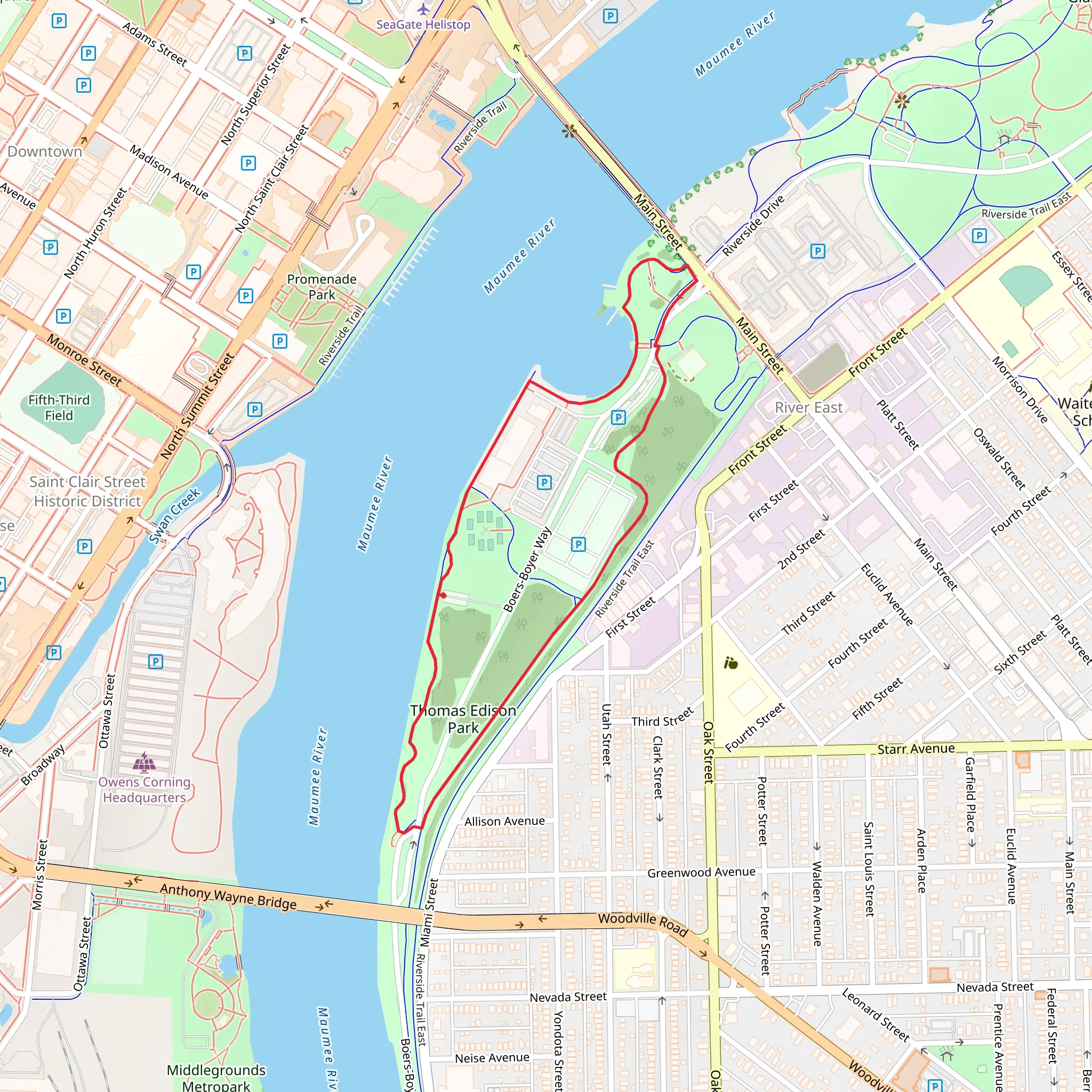 Thomas Edison Park Loop mobile static map