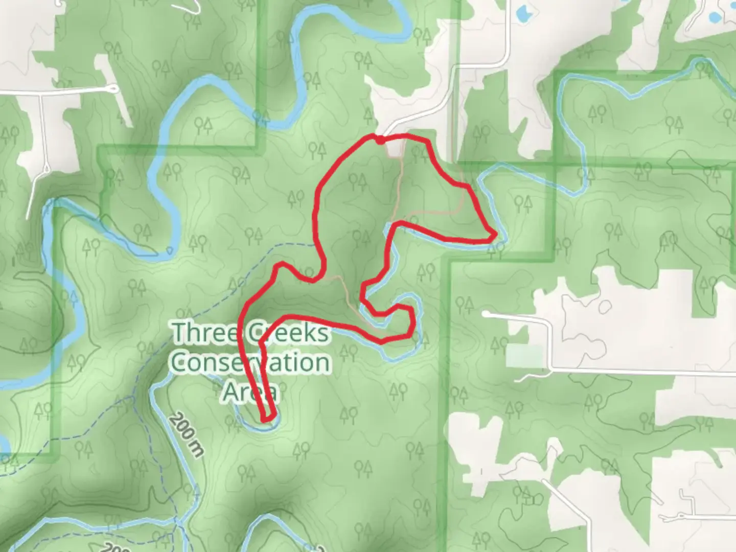 An image depicting the trail Three Creeks Loop Trail and its surrounding area.