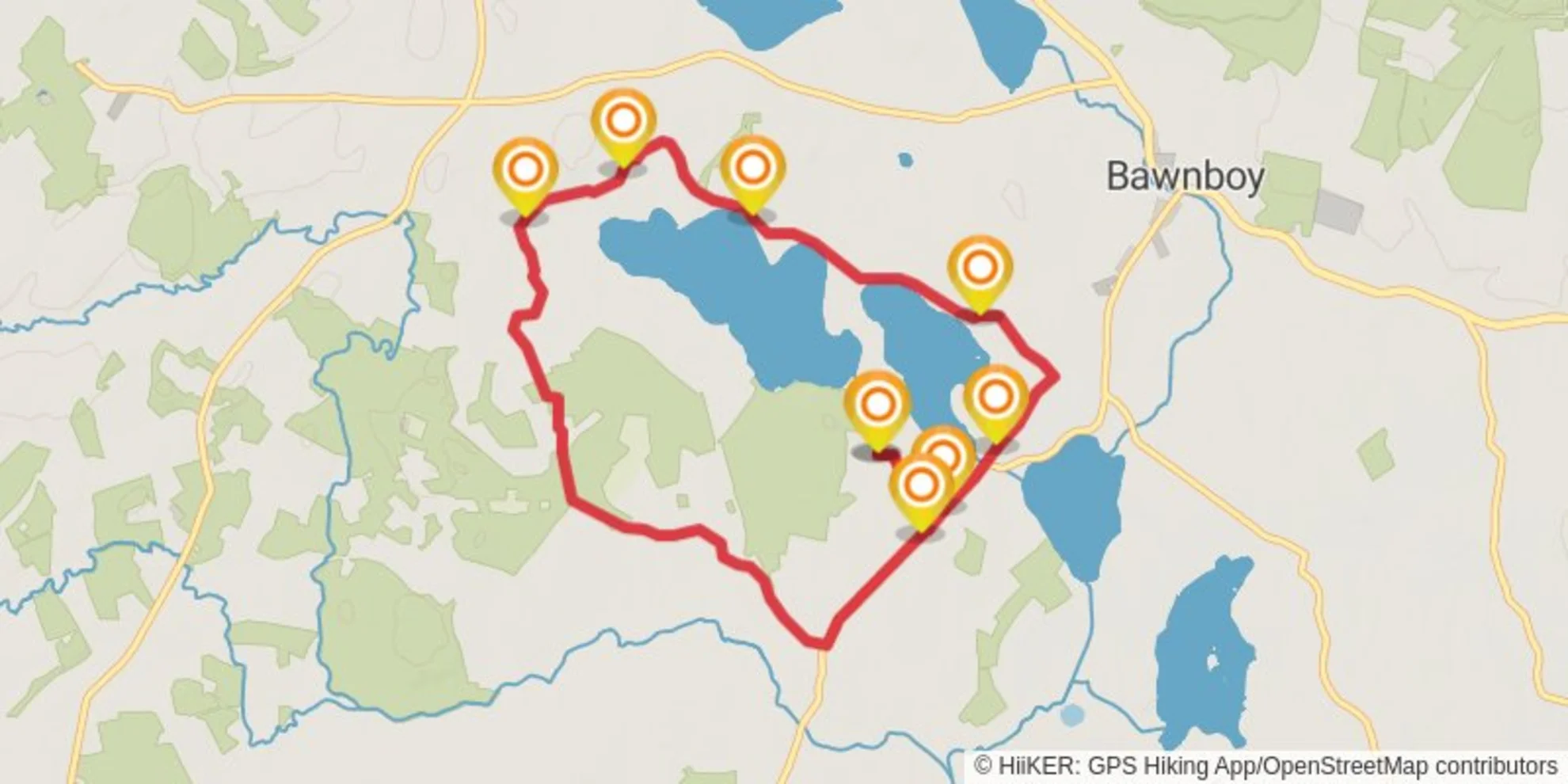 An image depicting the trail Jampa Ling 10k lake loop and its surrounding area.