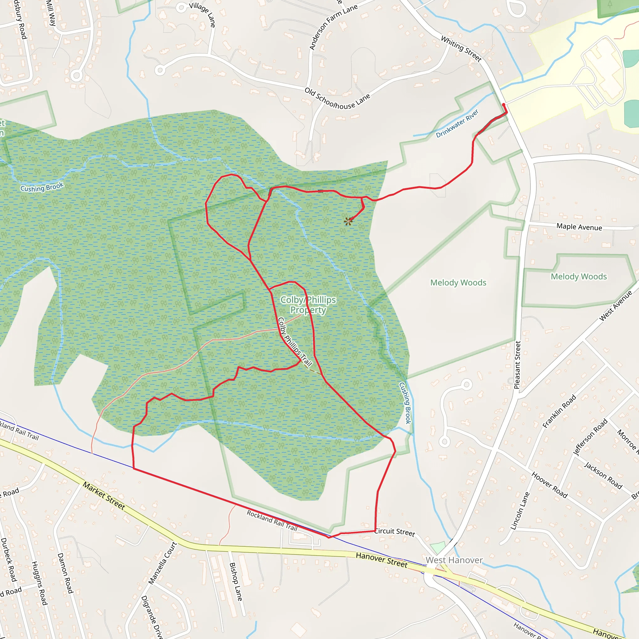 Loop around Crushing Brook - Whiting Street mobile static map