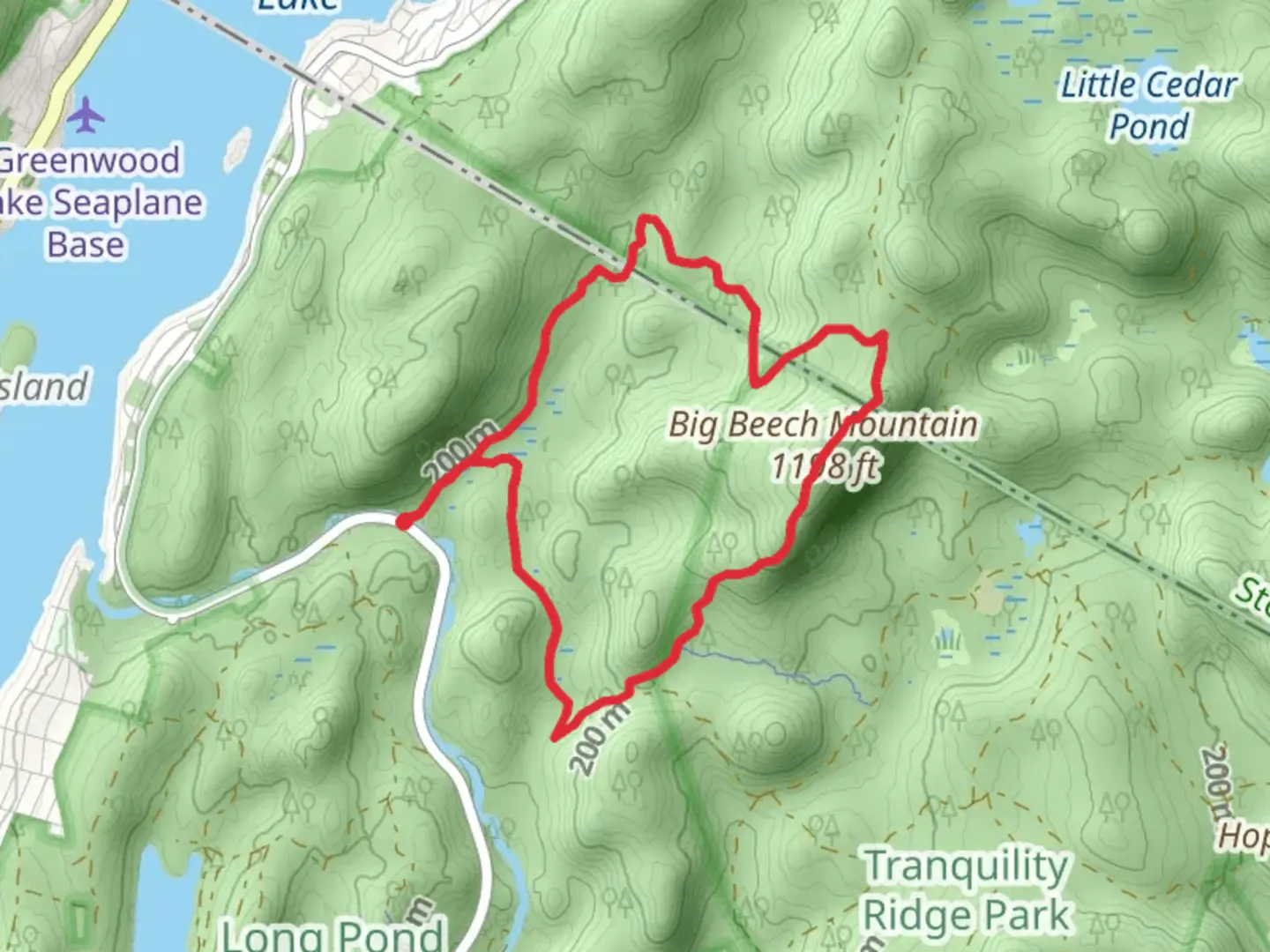 An image depicting the trail Sterling Ridge via Highland Trail and Jennings Hollow Trail and its surrounding area.