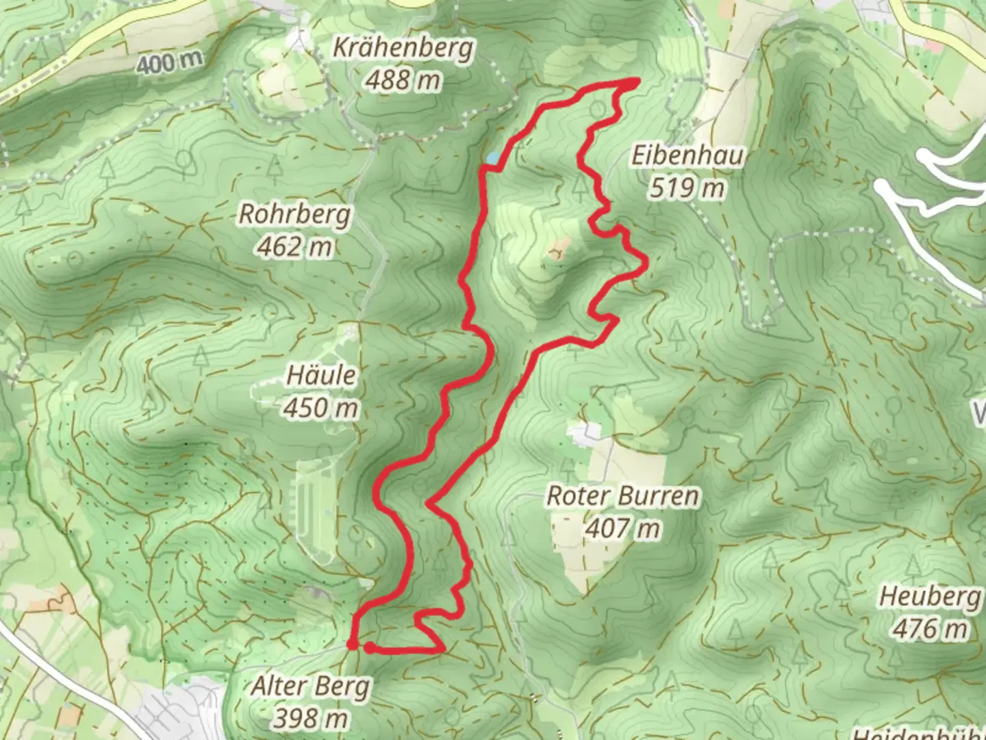 An image depicting the trail Ködenweg and Ungerhauweg Loop and its surrounding area.