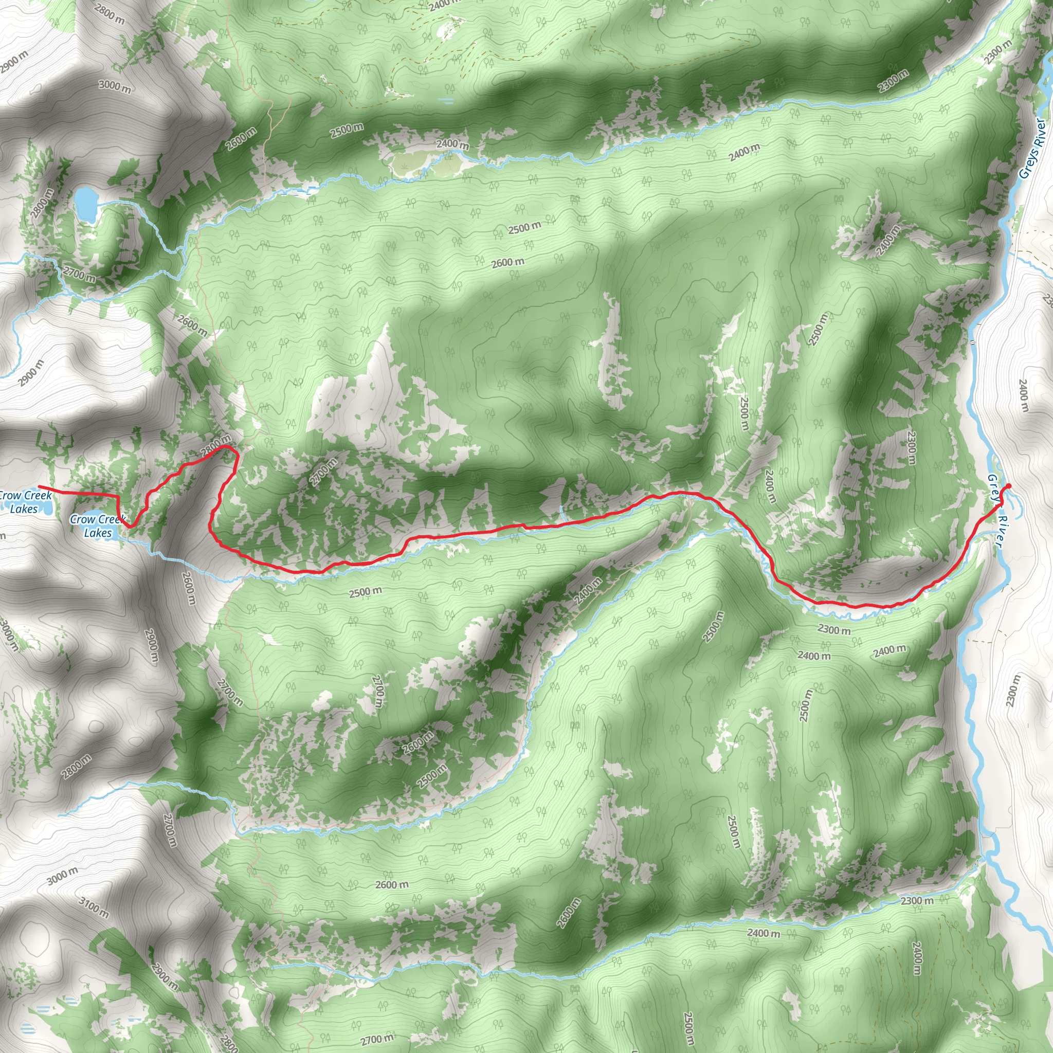 Crow Creek Lakes Trail mobile static map