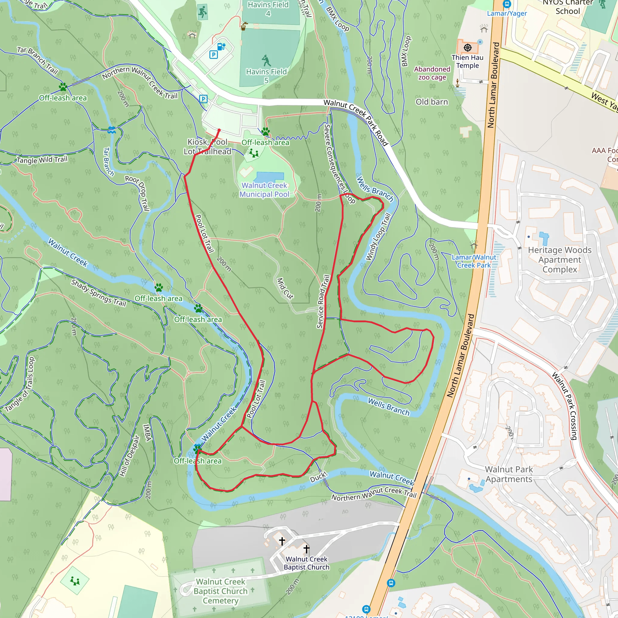 Pool Lot Trail and Severe Consequences Loop mobile static map