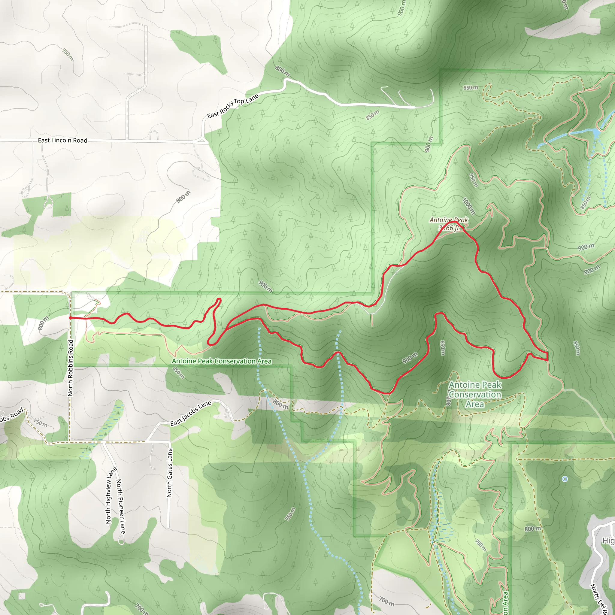Antoine Peak Loop mobile static map