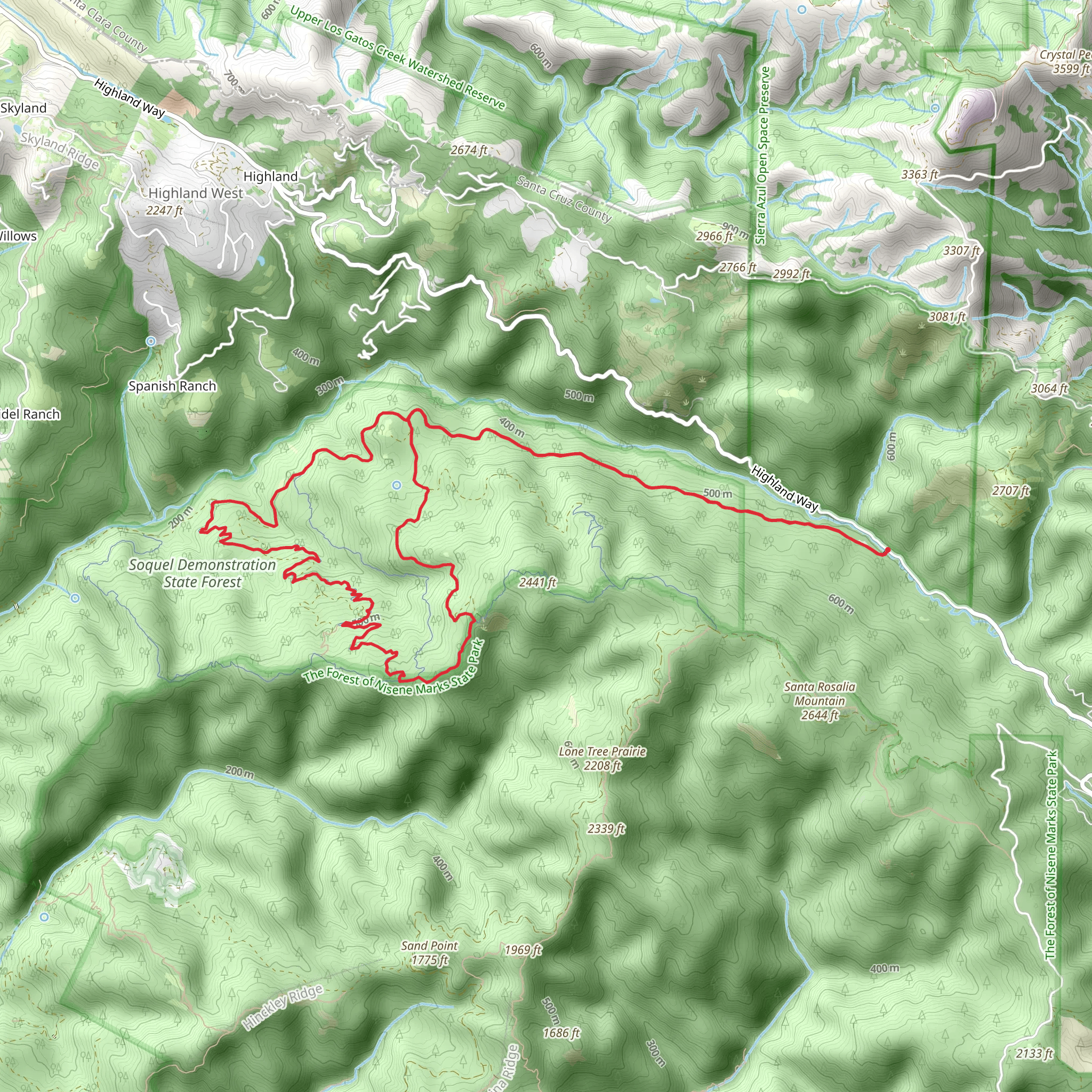 Hihn's Mill Road, Ridge and Flow Trail Segment 6 Loop Trail mobile static map