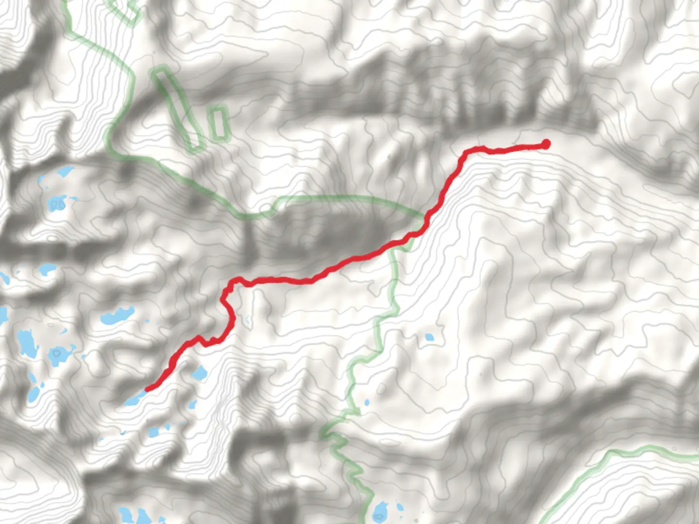 An image depicting the trail Island Lake via Big Boulder Trail and its surrounding area.