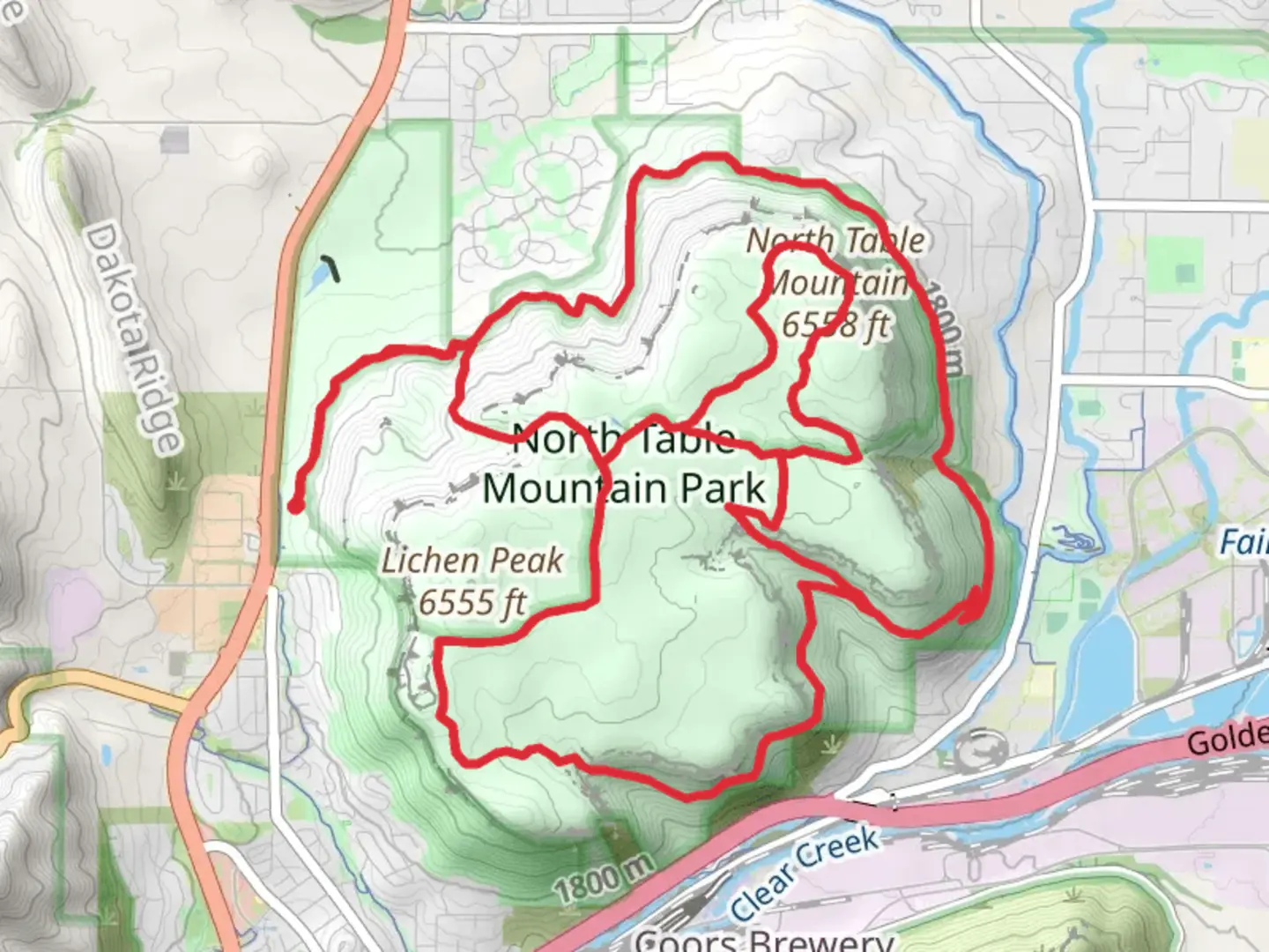 An image depicting the trail North Table Mountain Loop Trail and its surrounding area.