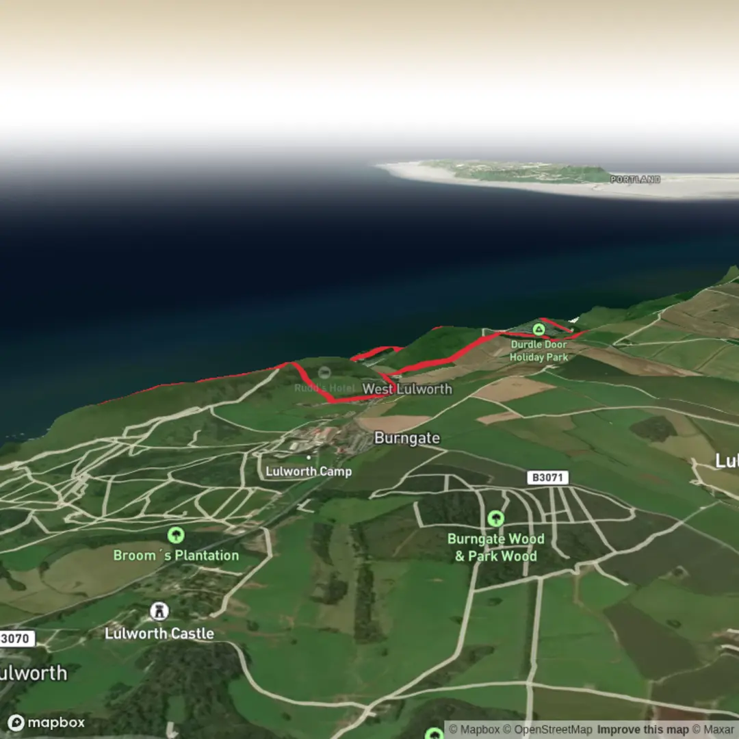 An image depicting the trail Durdle door and Lulworth cove and its surrounding area.