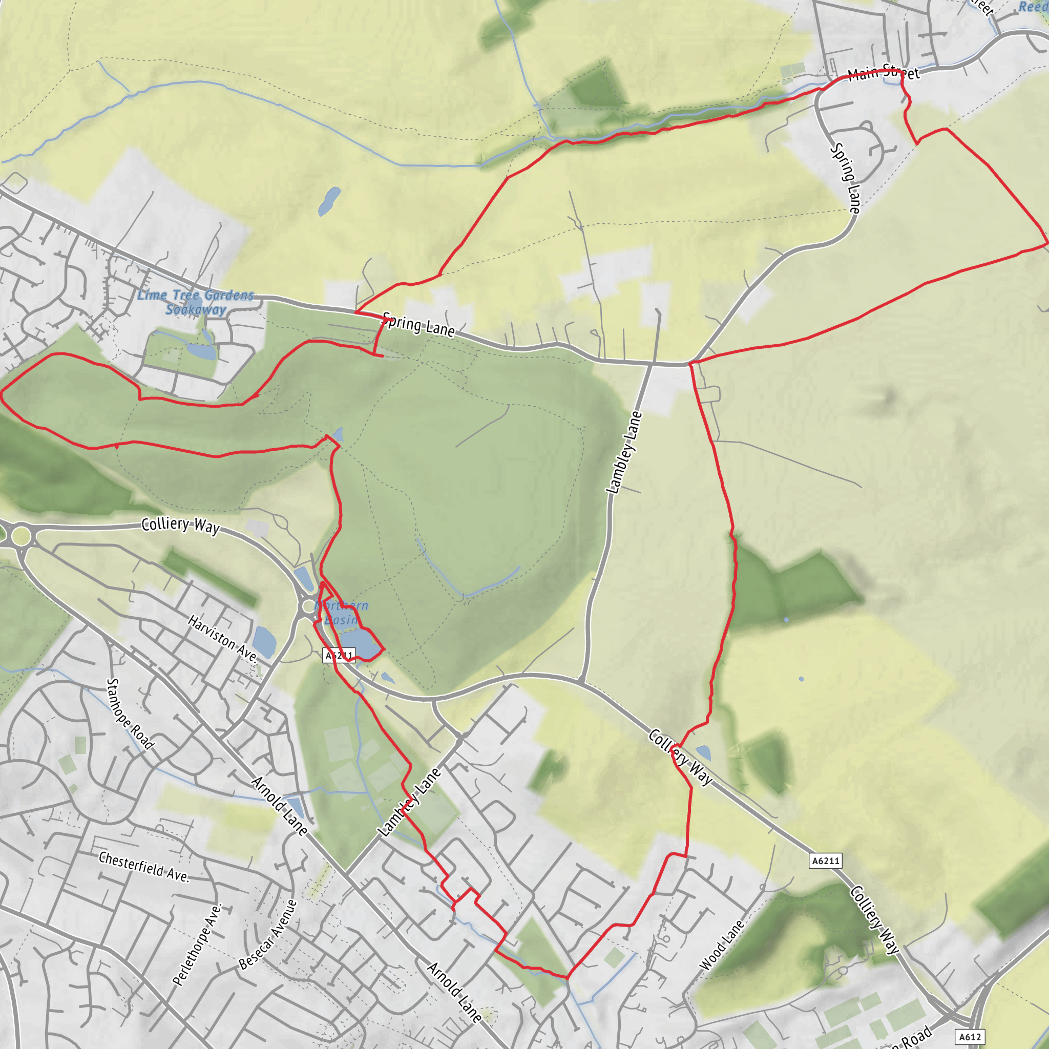 Hike from Gedling Country Park mobile static map