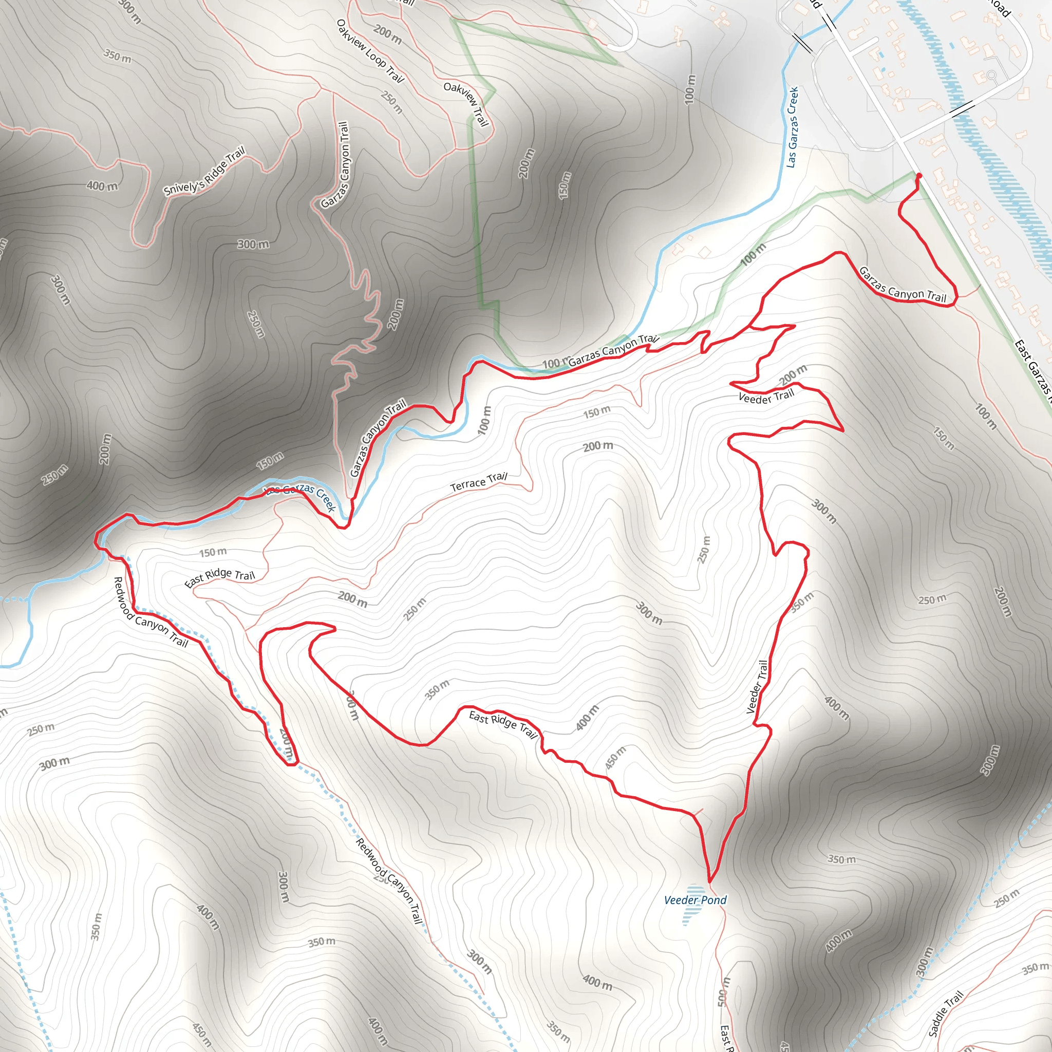 Veeder Pond and Garzas Canyon Loop Trail mobile static map