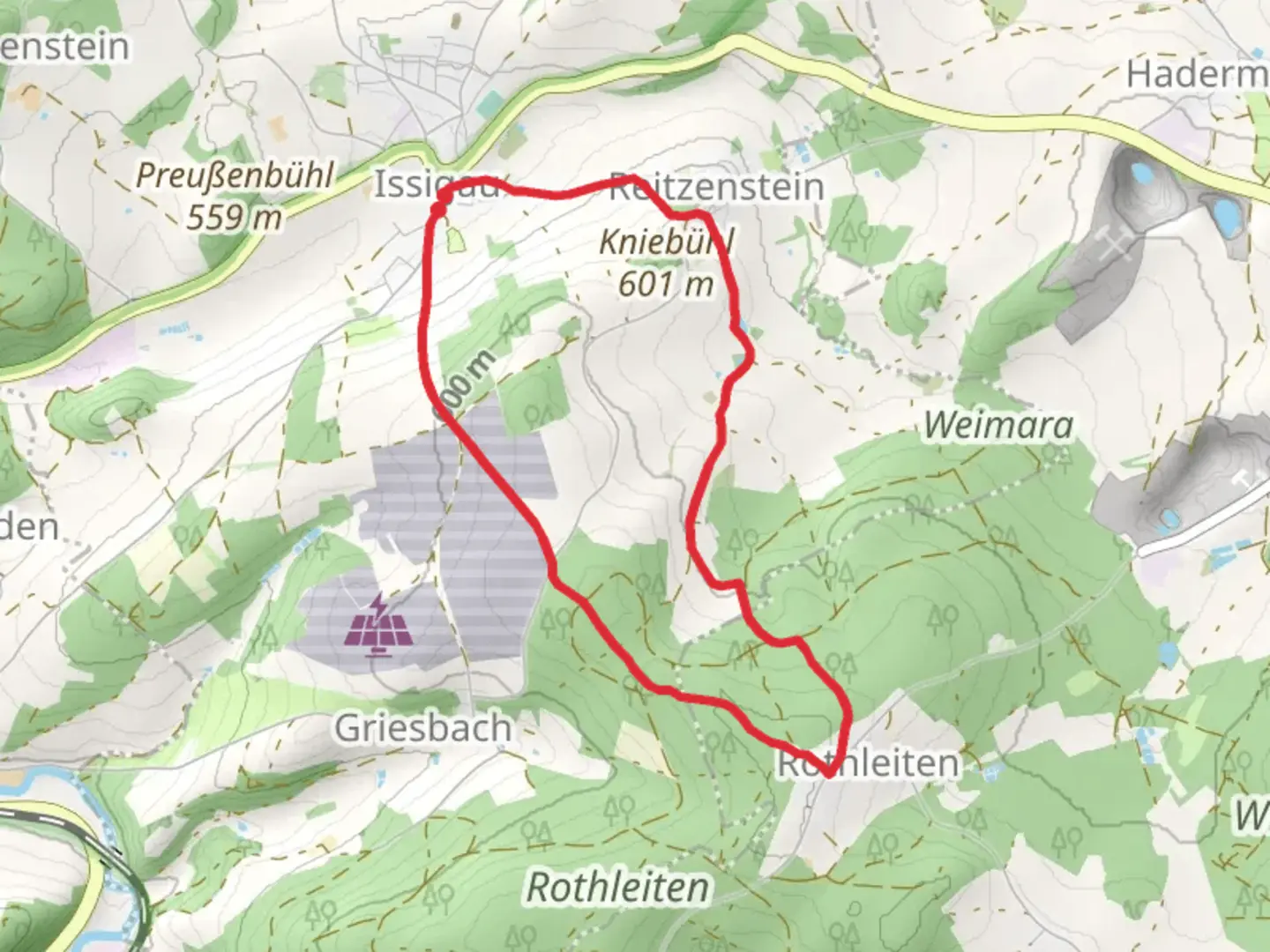 An image depicting the trail Bergmanns Weg US 22 and its surrounding area.
