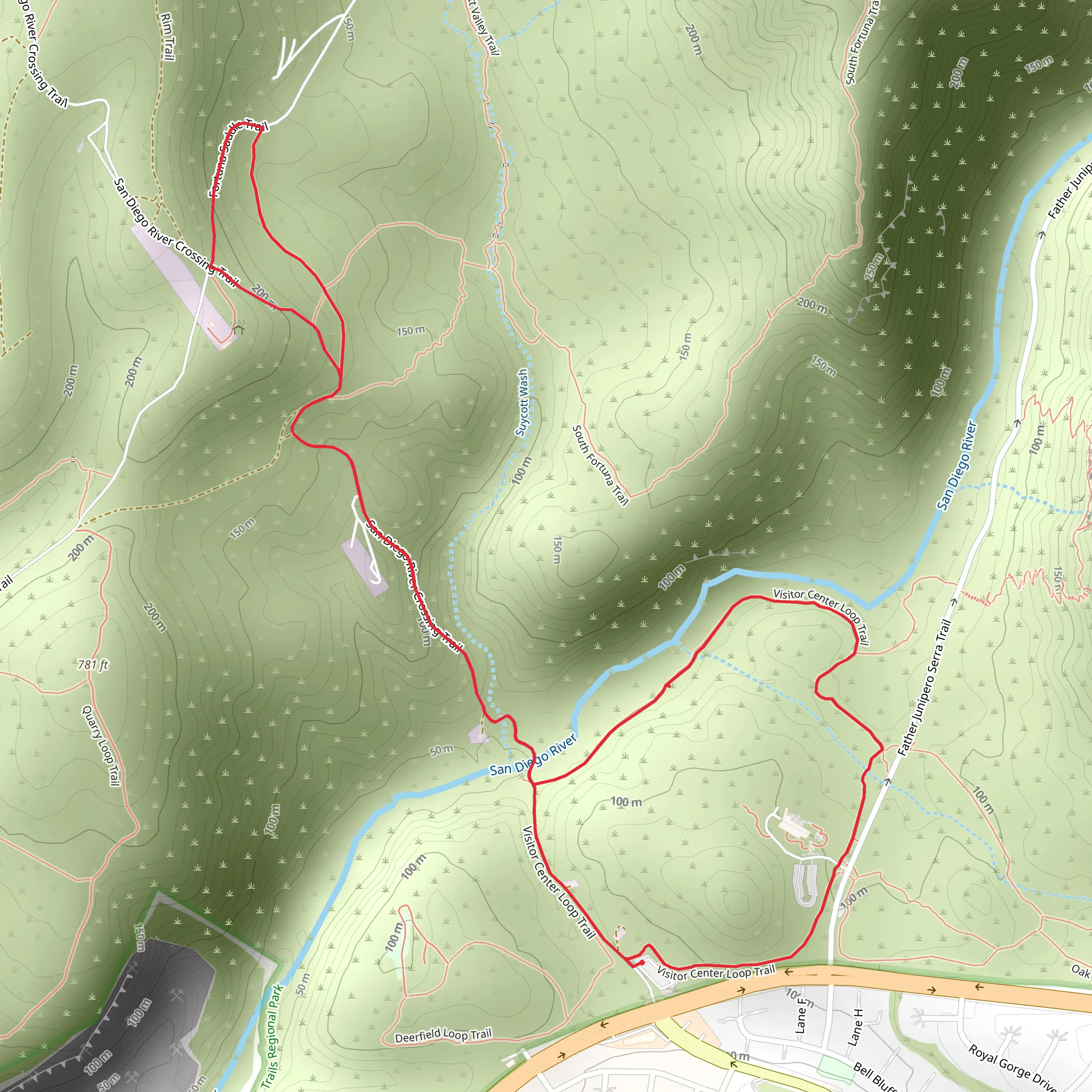 Fortuna Saddle and Visitor Center Loop Trail mobile static map