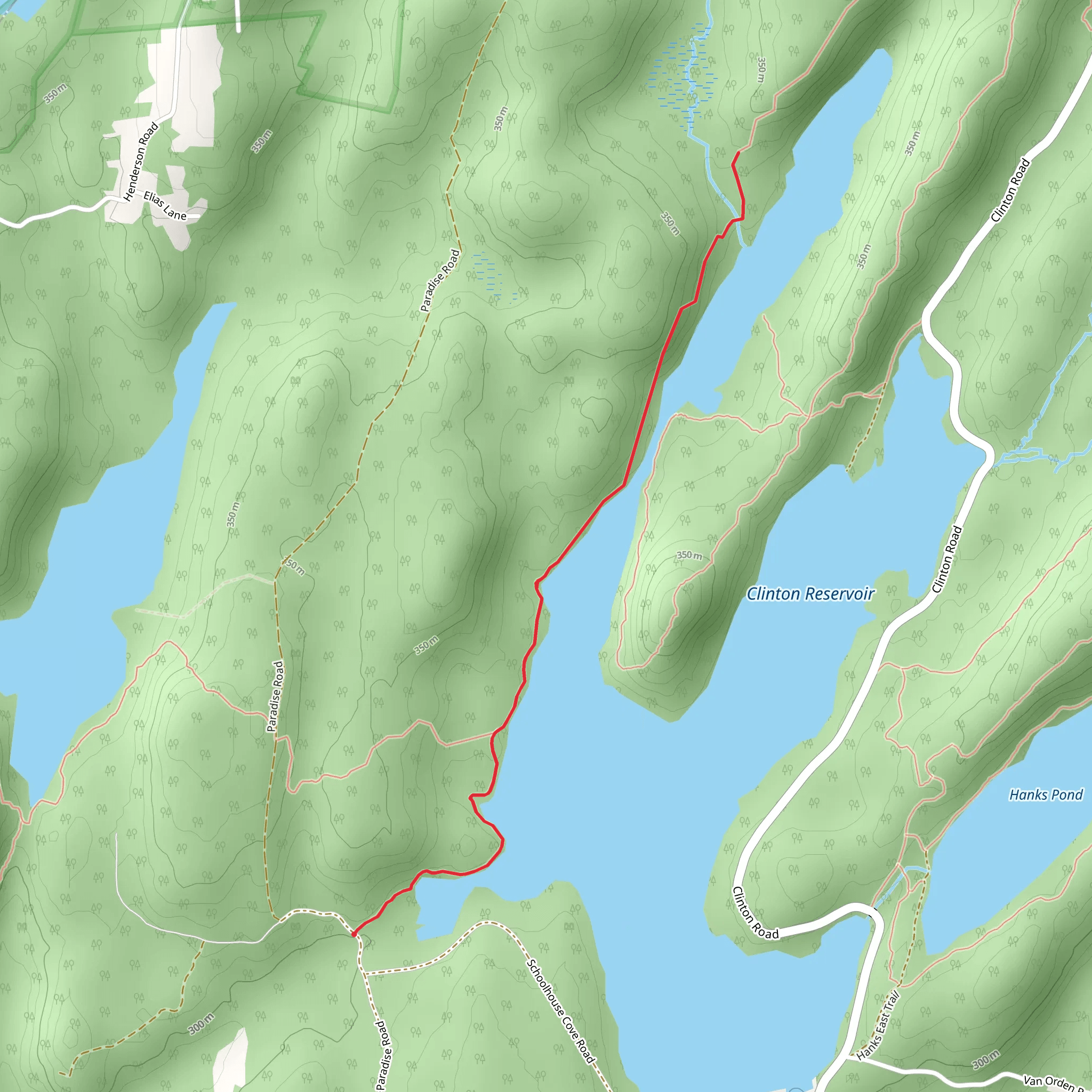 Unmarked Foot Path and Highlands Trail mobile static map