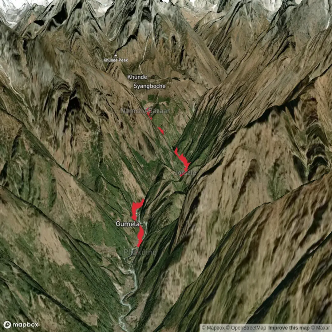 An image depicting the trail Everest Base Camp Day 2 and its surrounding area.