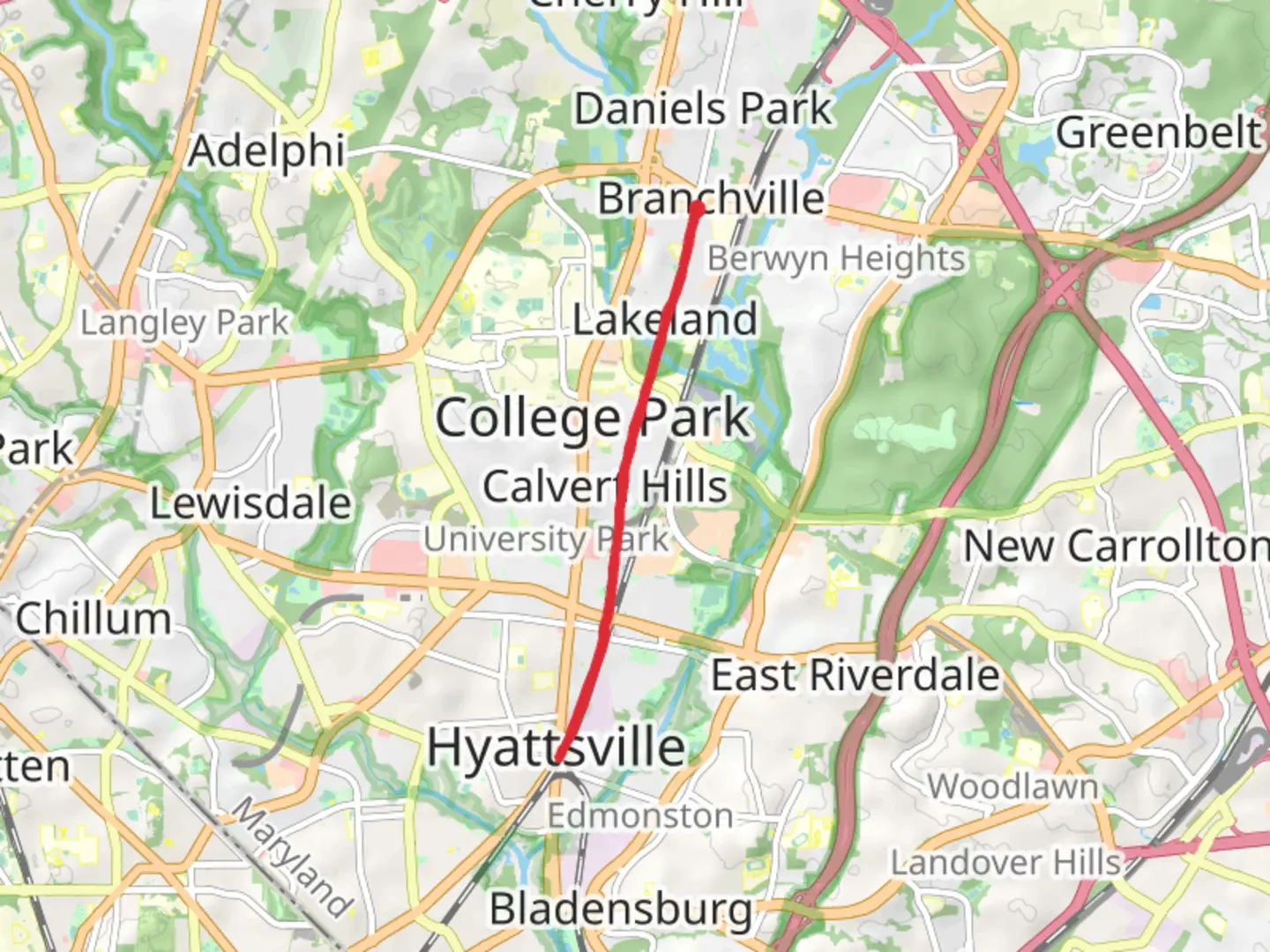 An image depicting the trail Rhode Island Avenue Trolley Trail and its surrounding area.