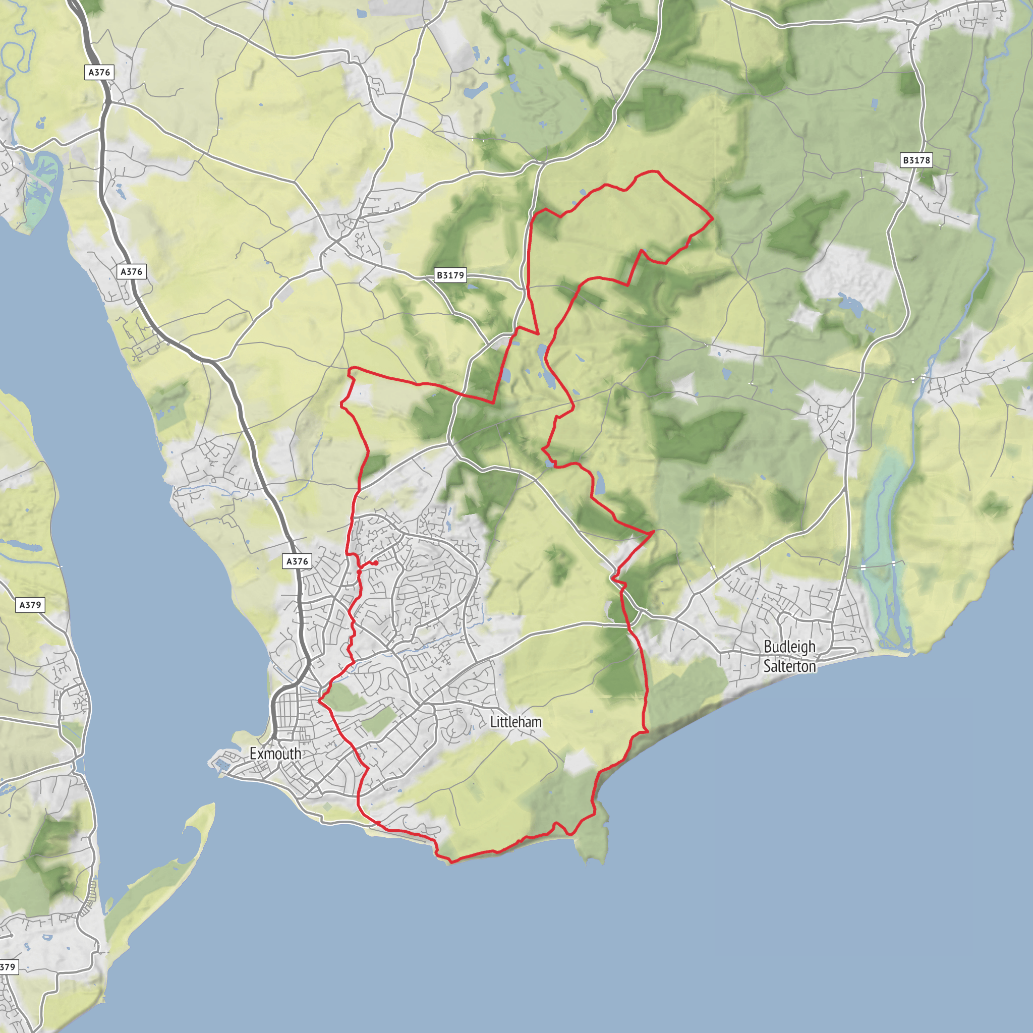 Black Hill, Colaton Raleigh Common and Rodney Point from Hulham mobile static map