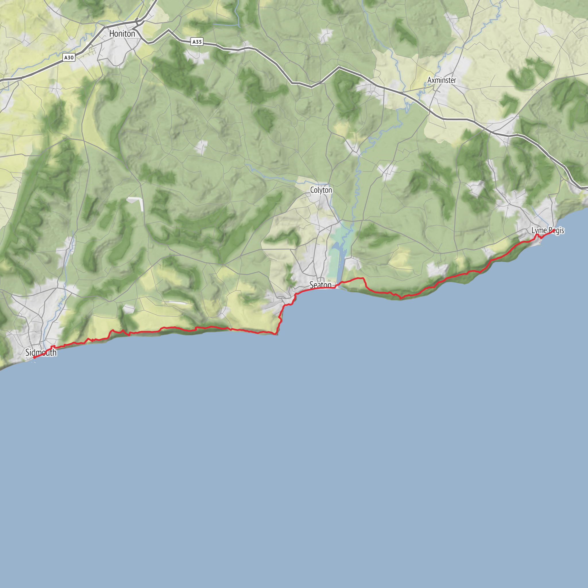 SWCP - Sidmouth to Lyme Regis mobile static map