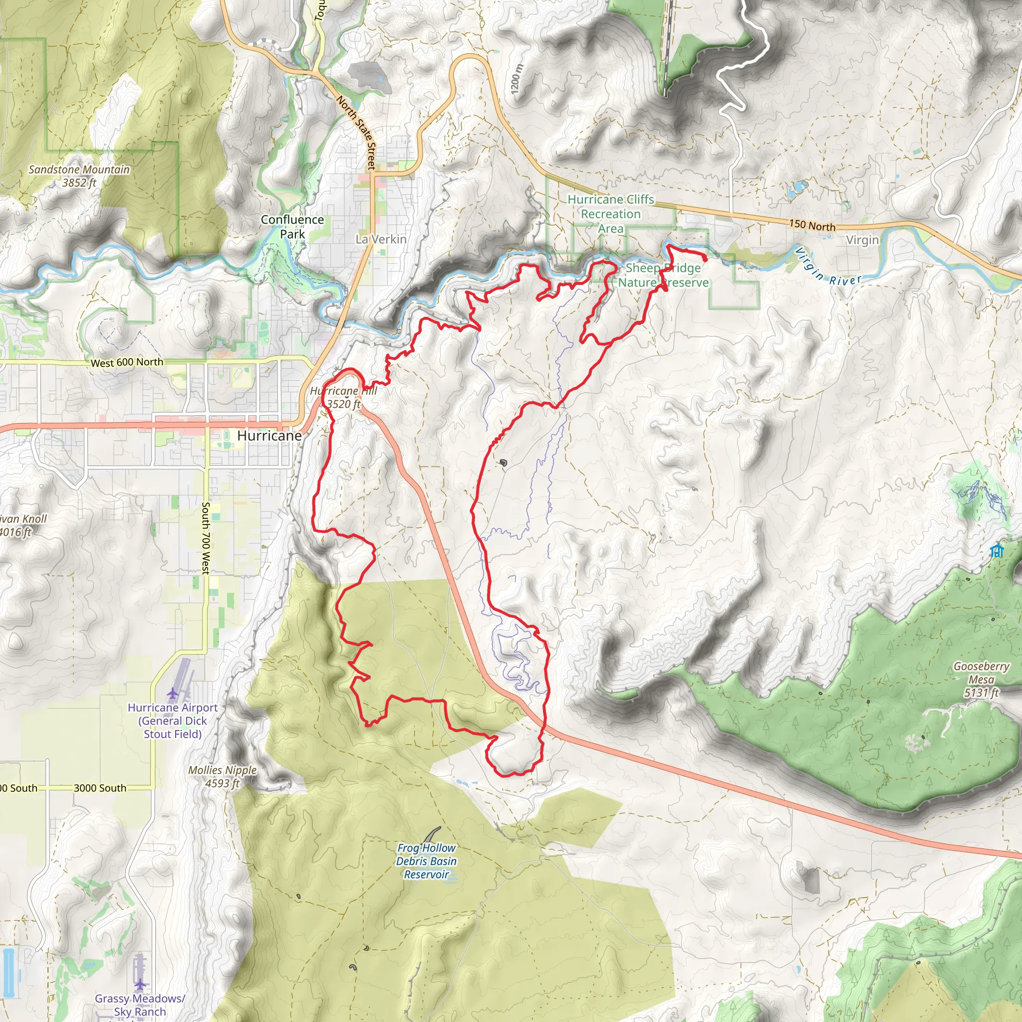 Hurricane Rim, JEM Trail and Gould Trail mobile static map