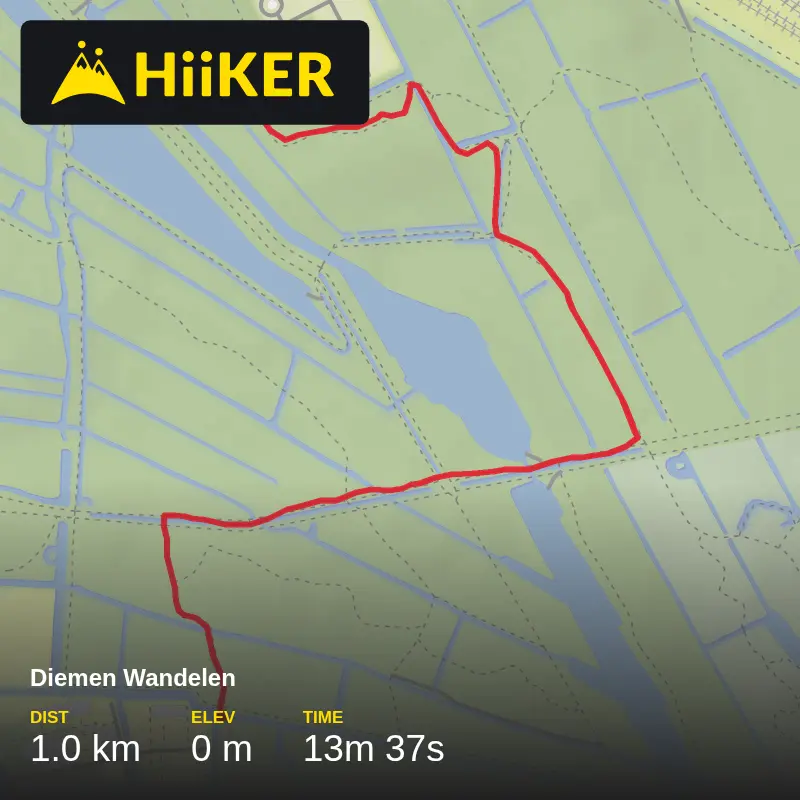 A map preview of the recording Diemen Wandelen.