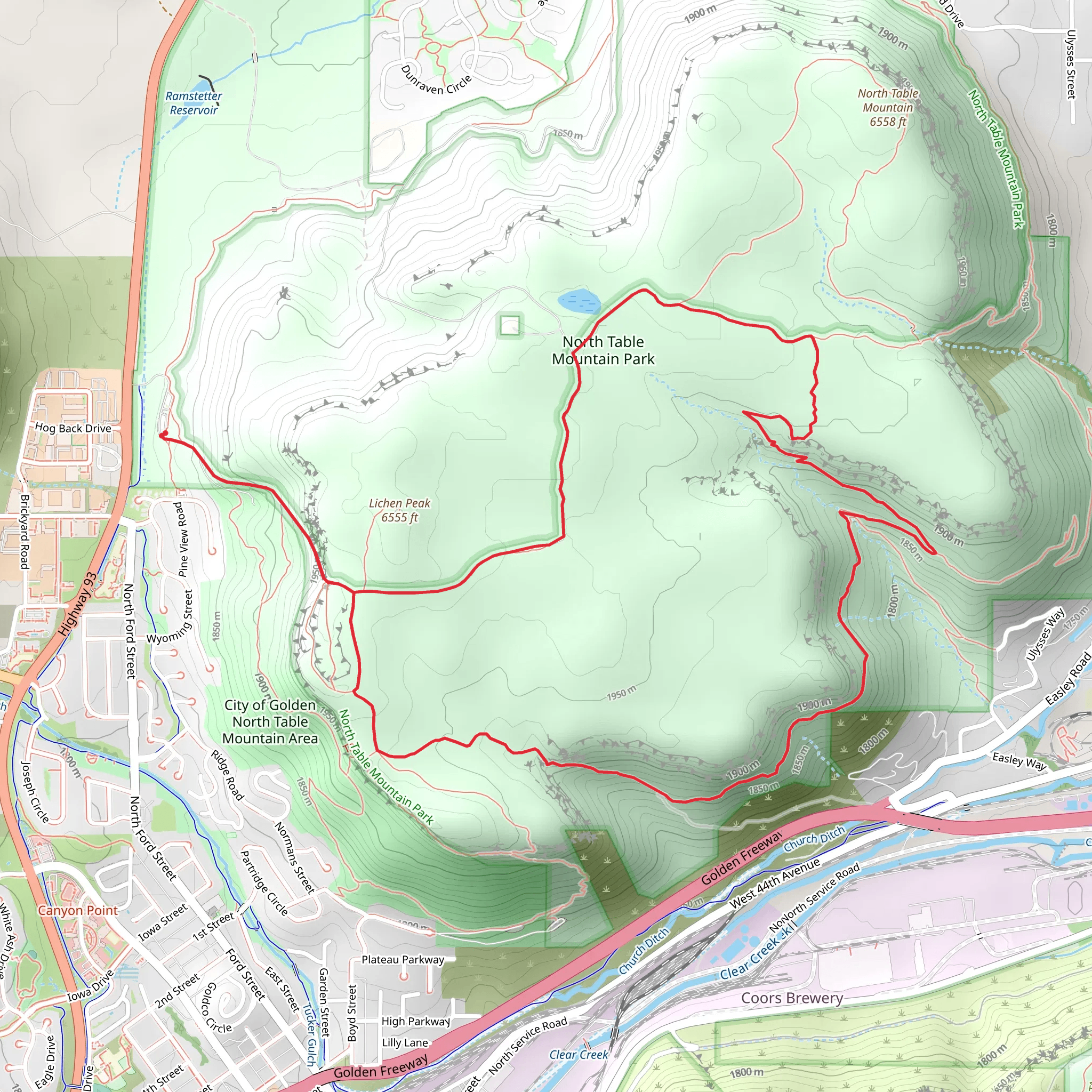 North Table Loop Trail and Tilting Mesa Trail mobile static map