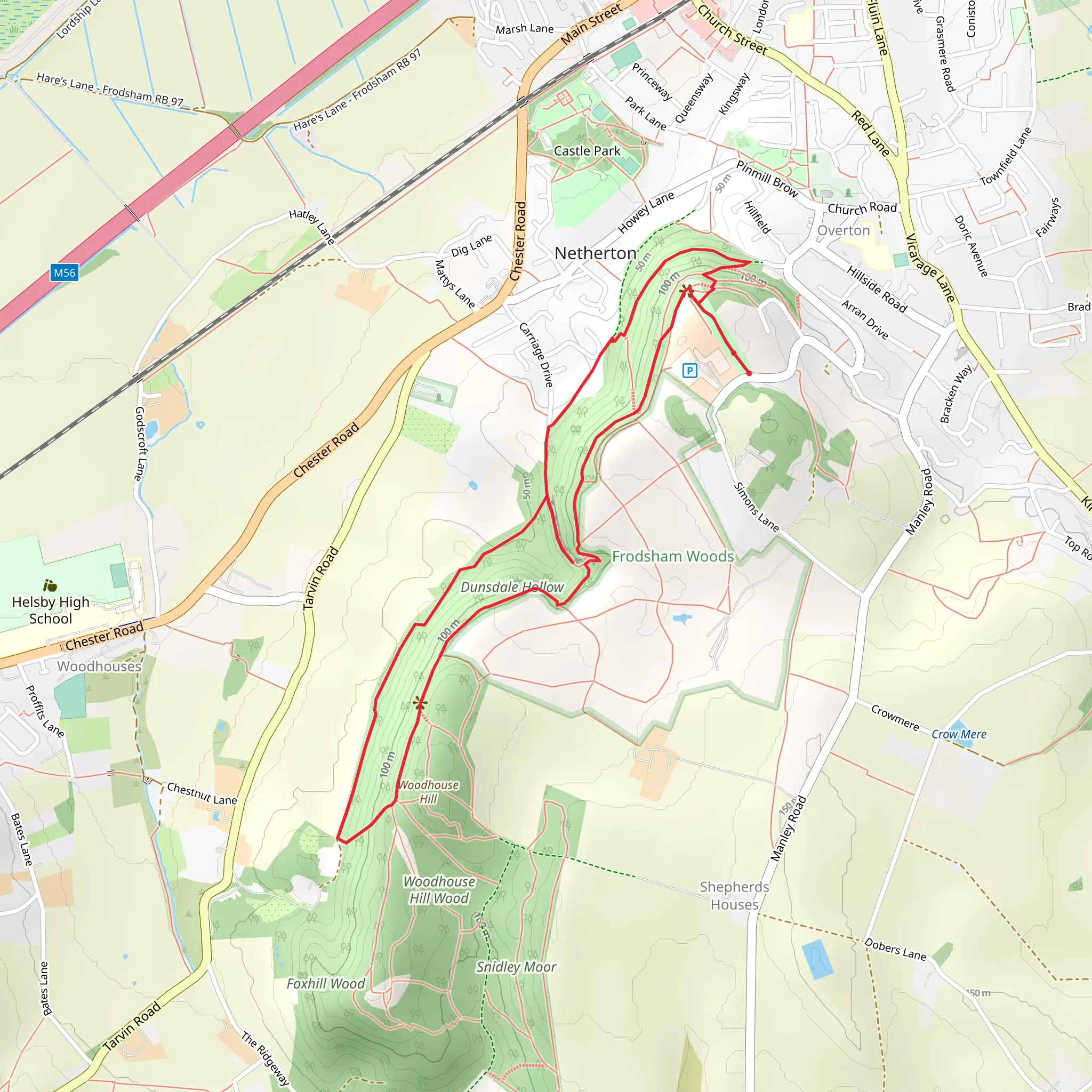 Frodsham Hill Loop mobile static map