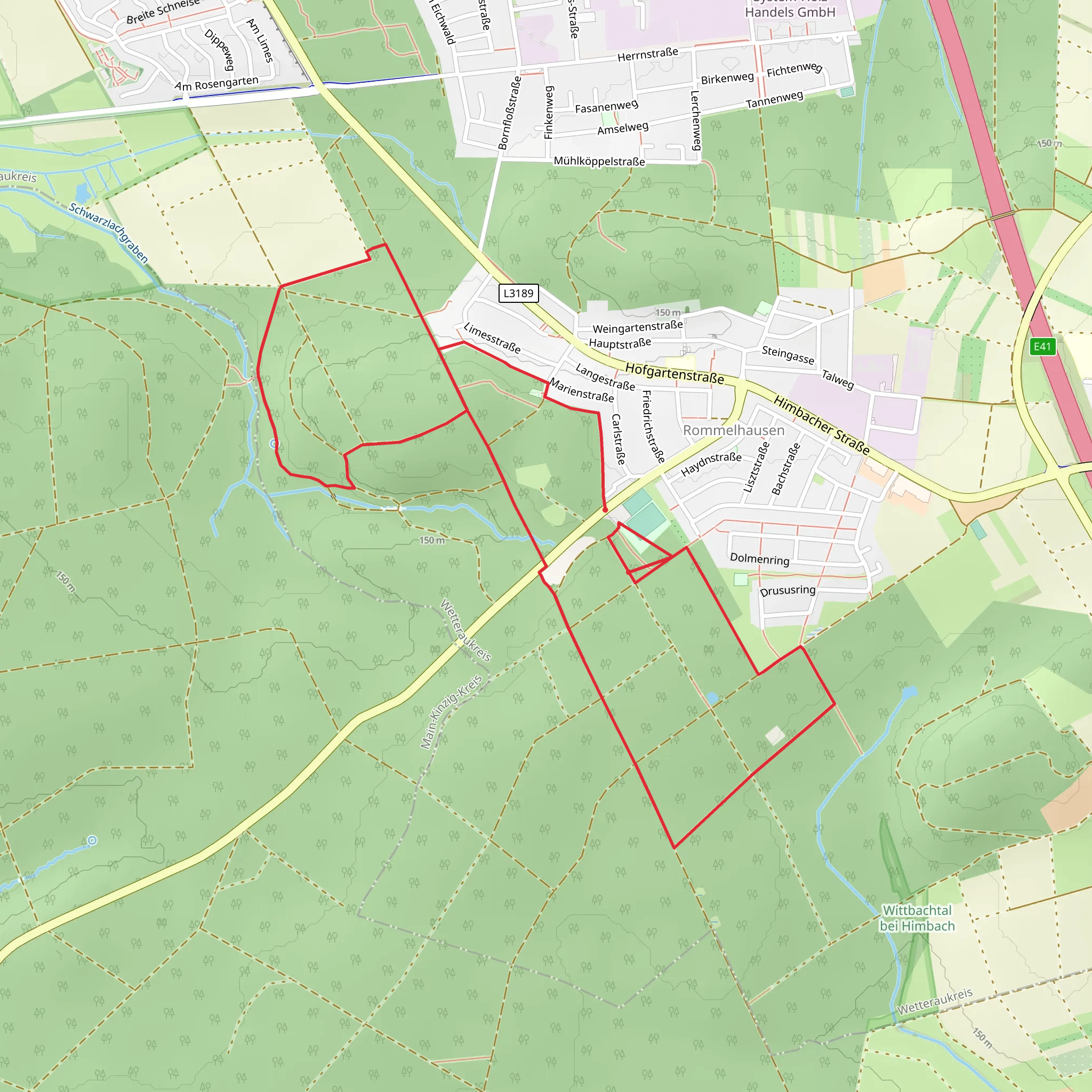 Hessenweg and Wanderweg N1 mobile static map