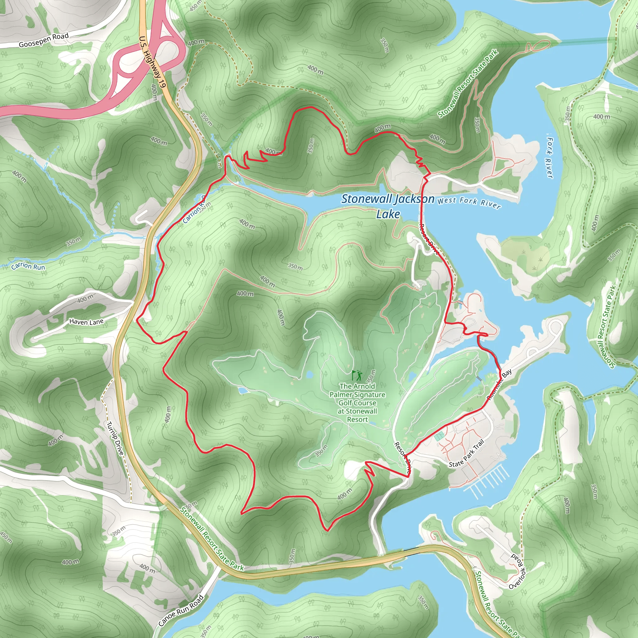 Stonewall Resort State Park Loop mobile static map