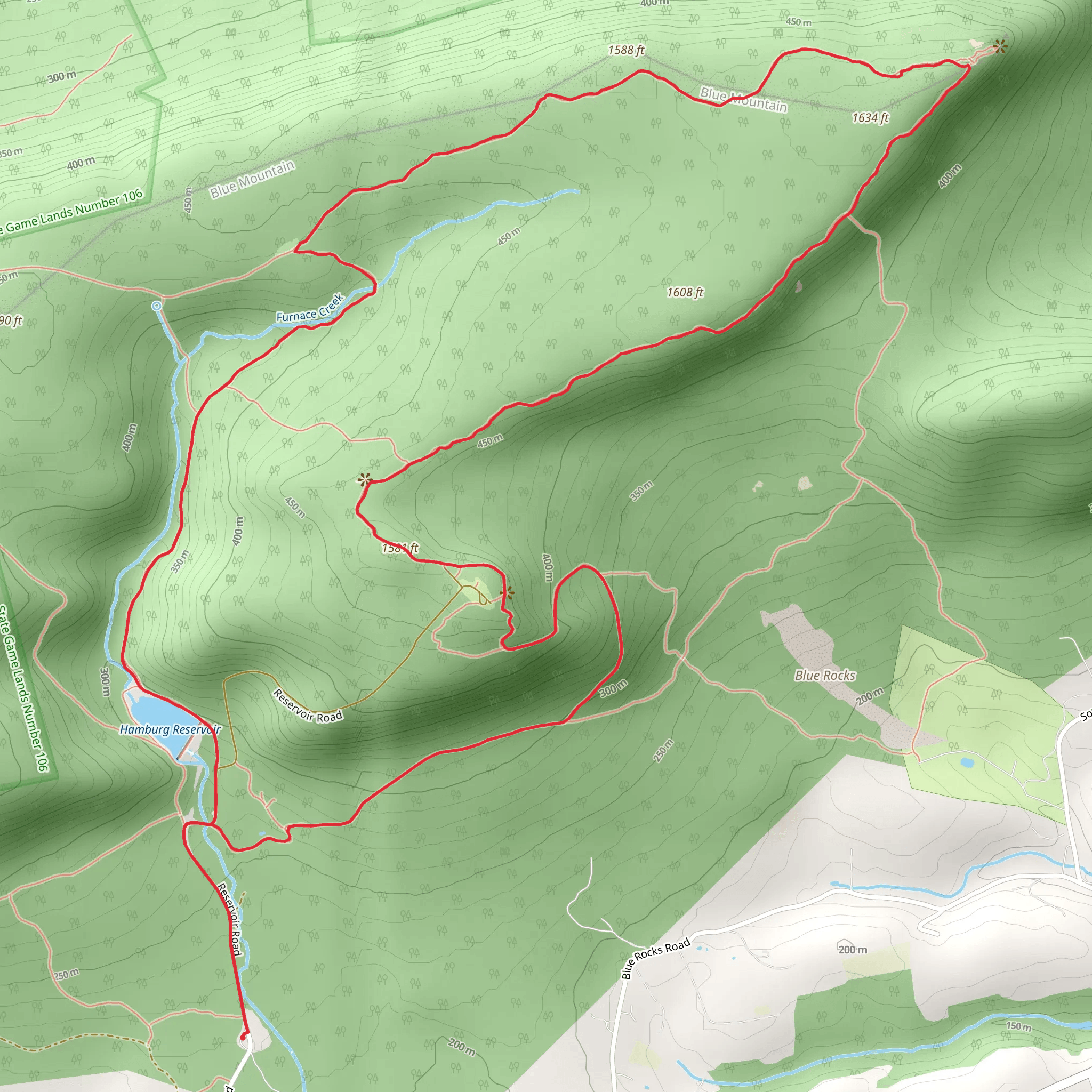Hamburg Reservoir, Furnace Creek and The Pinnacle Loop mobile static map