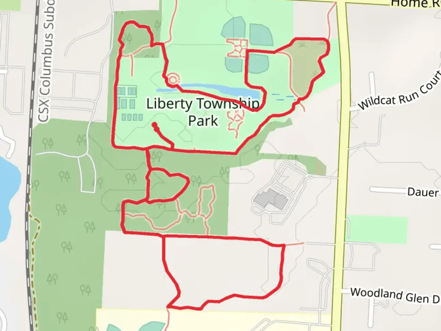 An image depicting the trail Liberty Township Park Loop and its surrounding area.