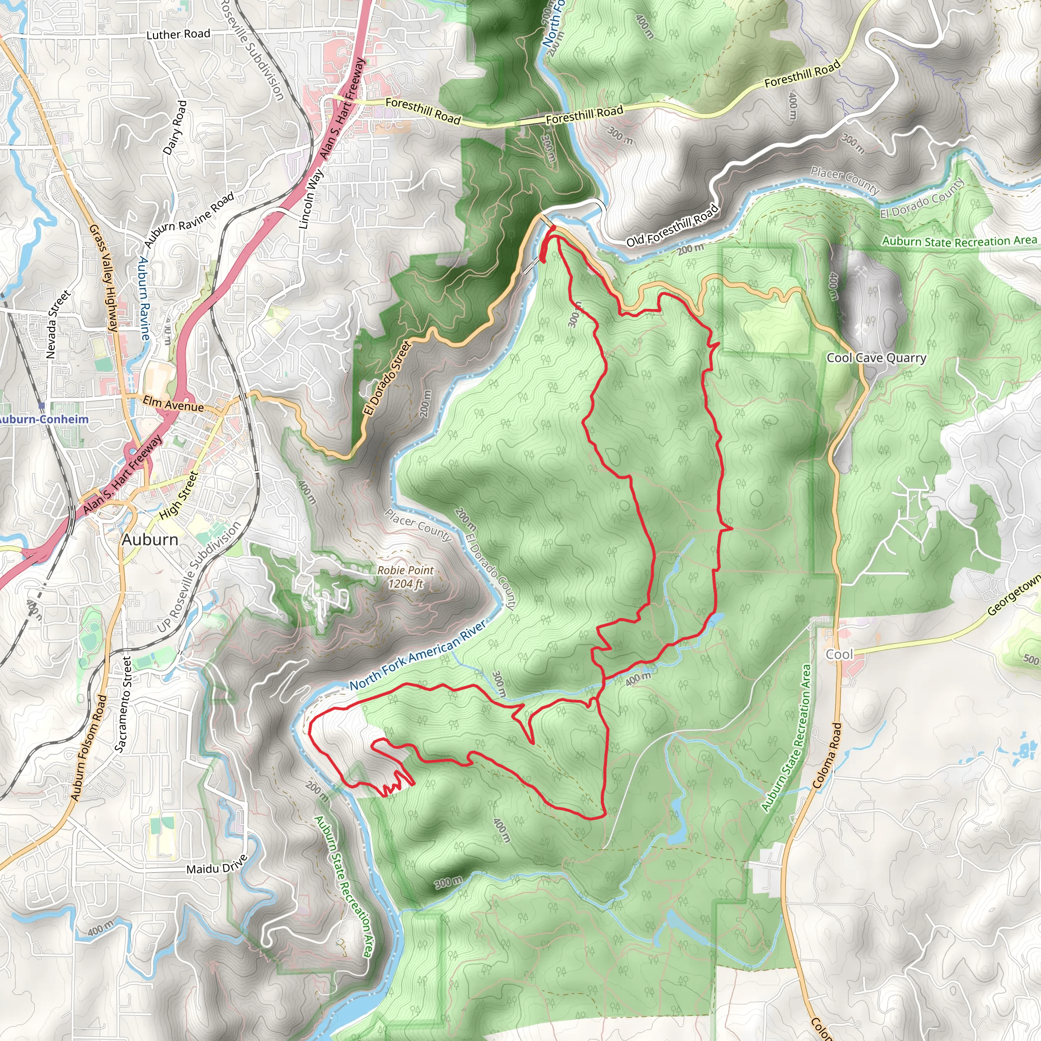 Training Hill, Salt Creek and Olmstead Loop Trail mobile static map